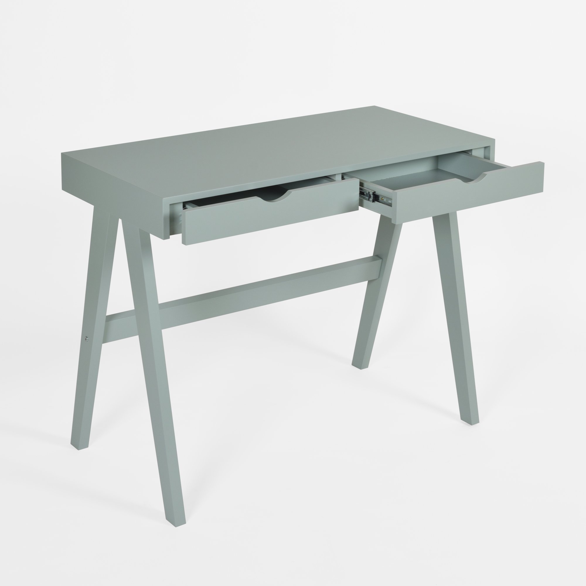 escrivaninha 2 gavetas olivia verde oliva gaveta aberta afastado