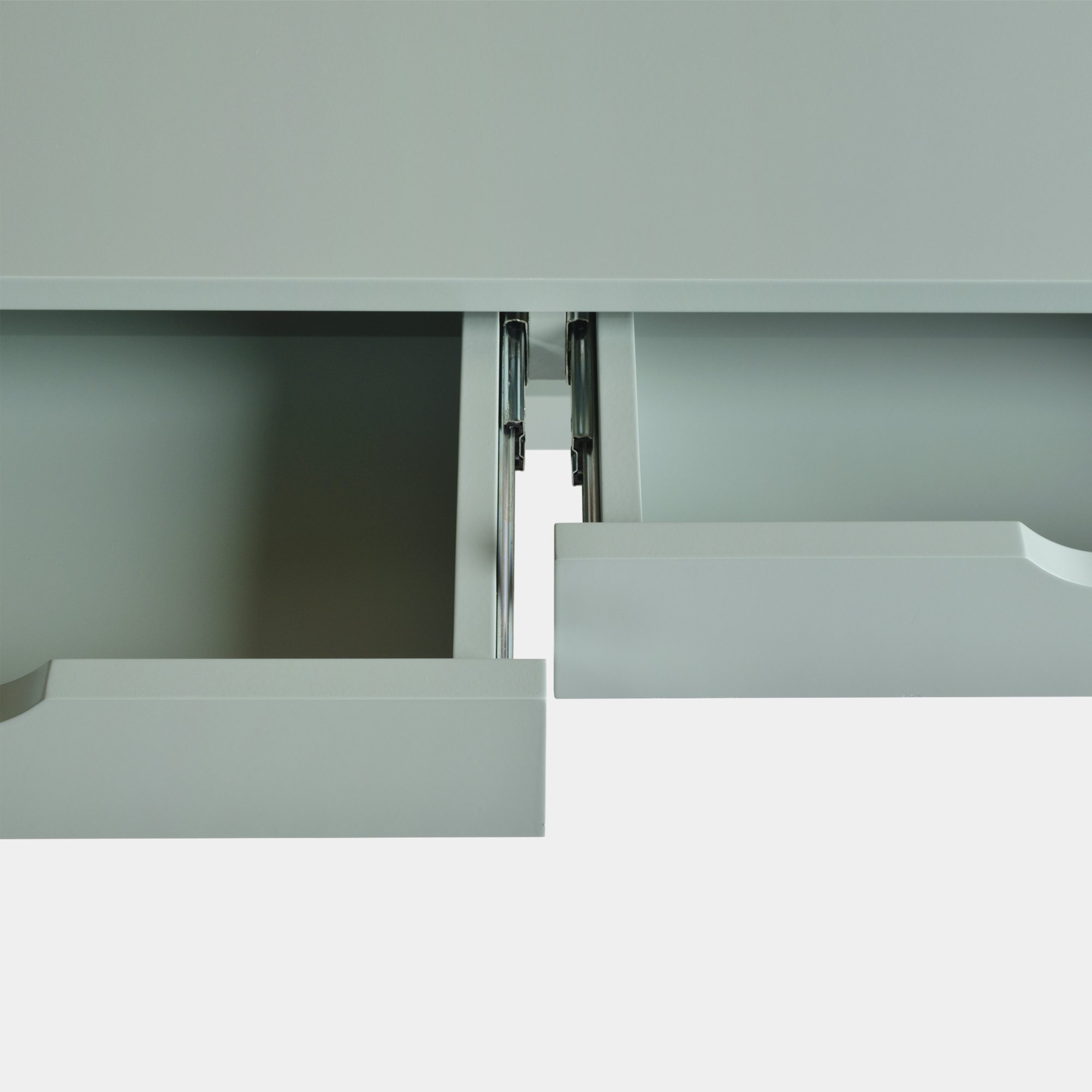 escrivaninha 2 gavetas olivia verde oliva gaveta aberta detalhe