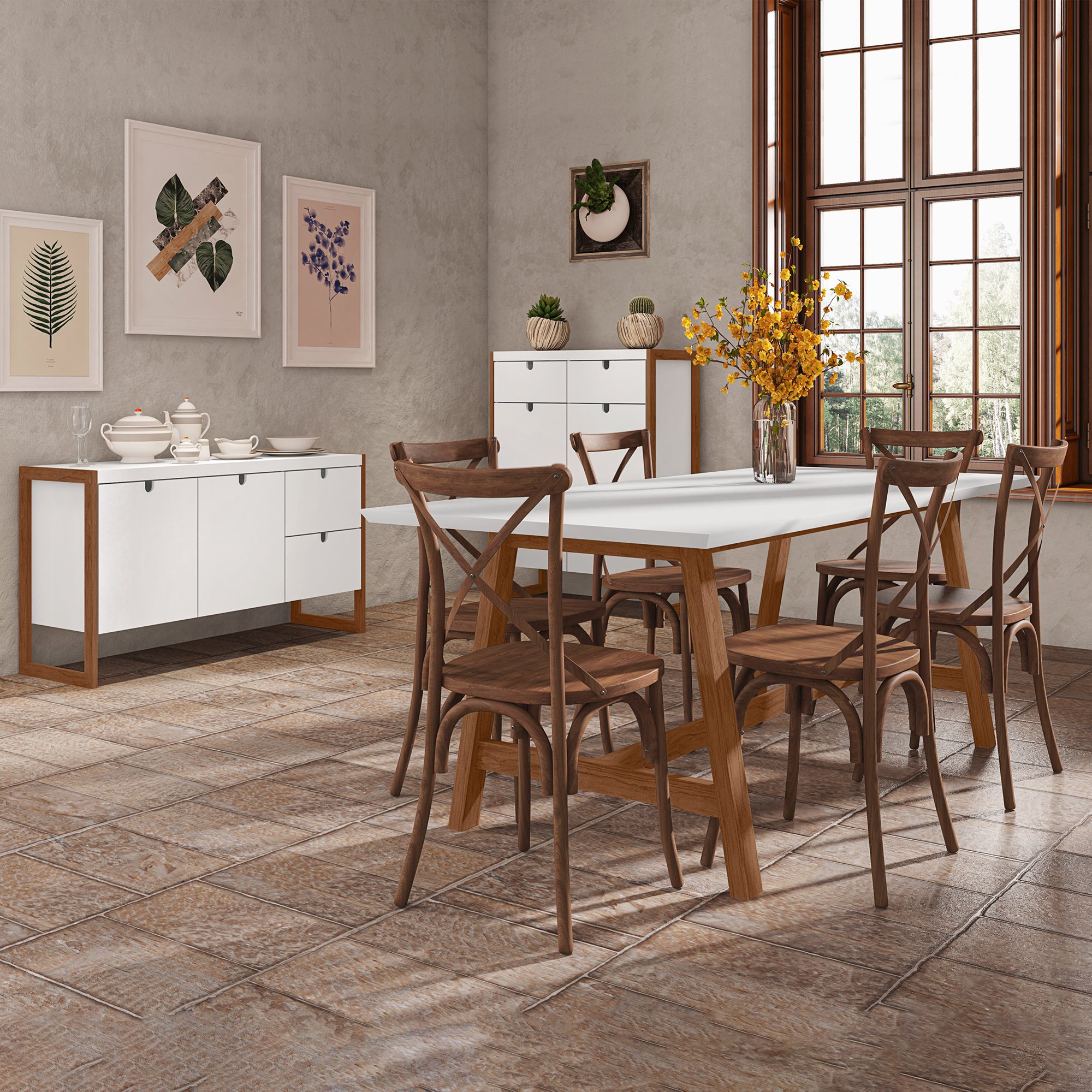 branco conjunto jantar cadeira ii