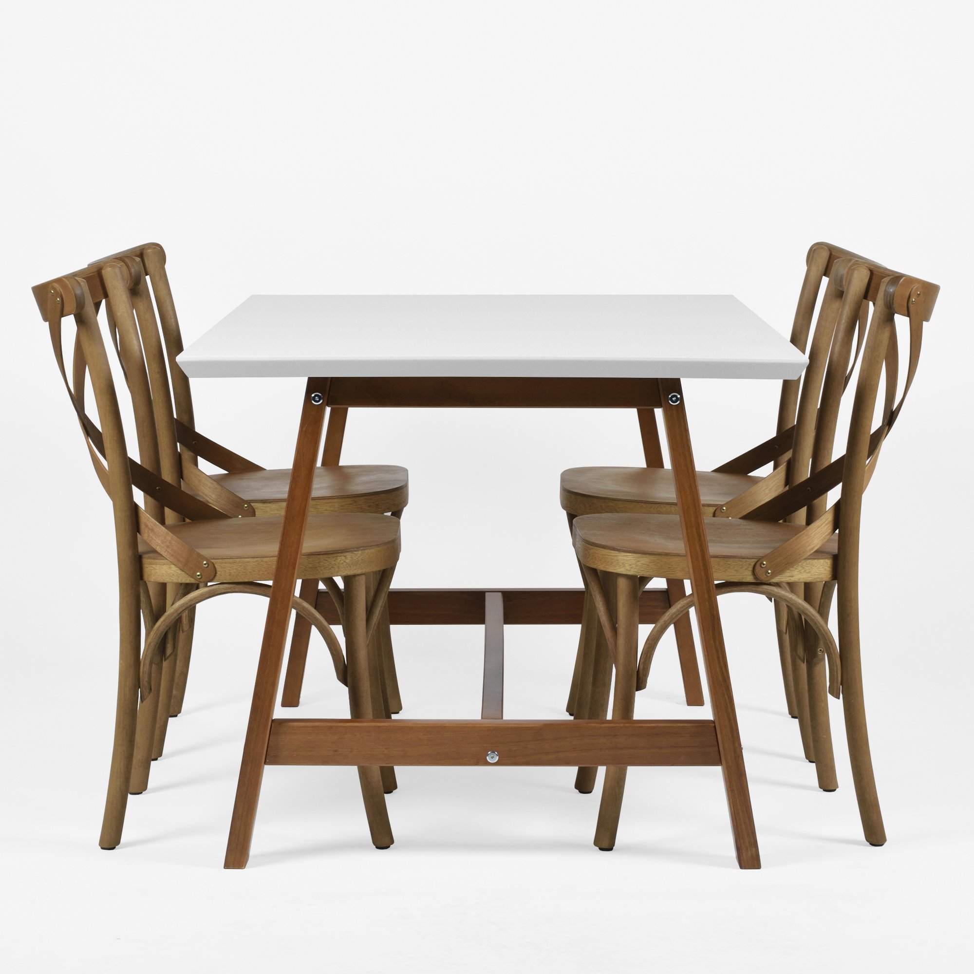 conjunto com cadeiras frontal branco e mel