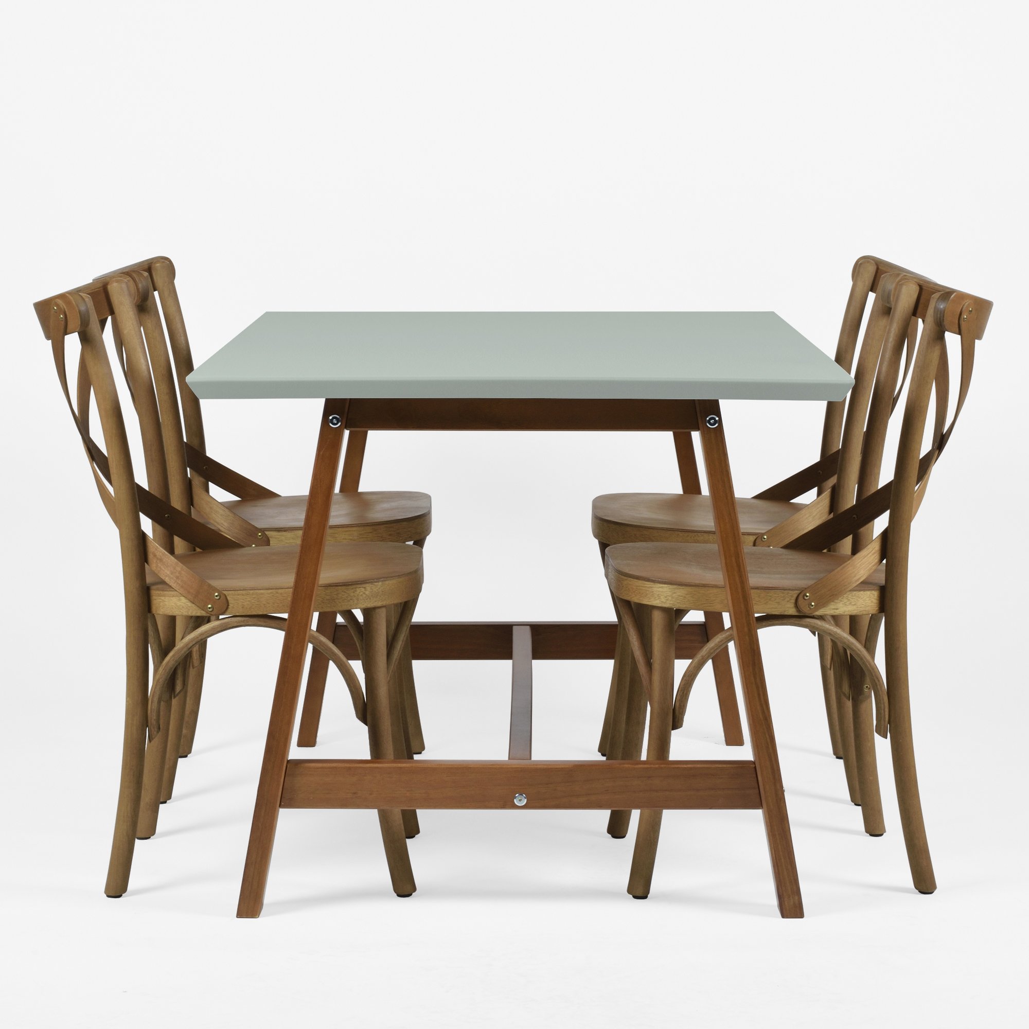 conjunto com 4 cadeiras frontal verde