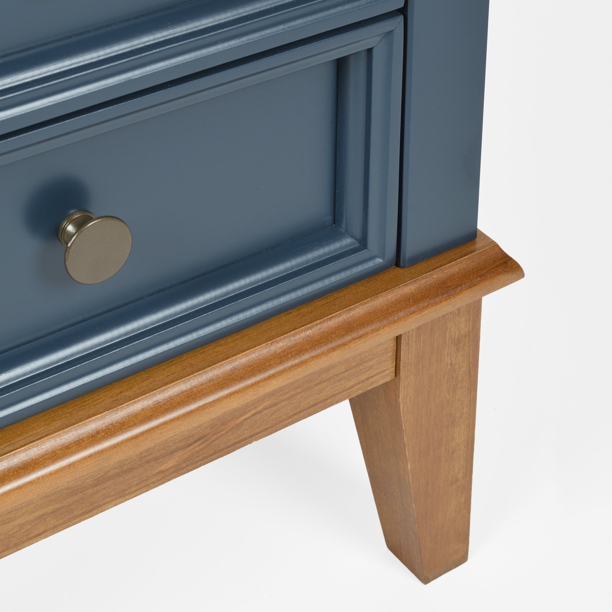 gaveteiro mesa de cabeceira cottage 3 gavetas azul petroleo e amendoa