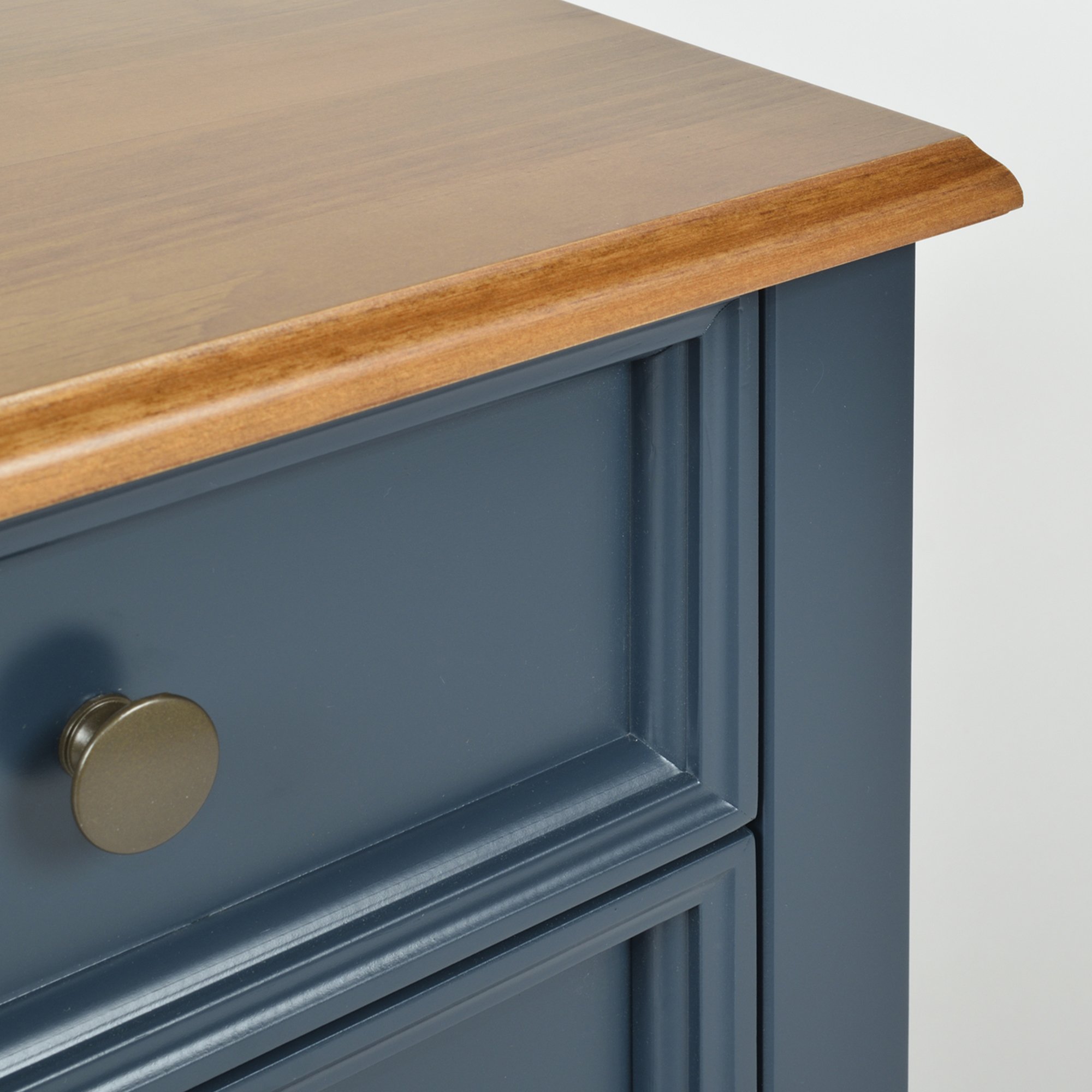 gaveteiro mesa de cabeceira cottage 3 gavetas azul petroleo e amendoa