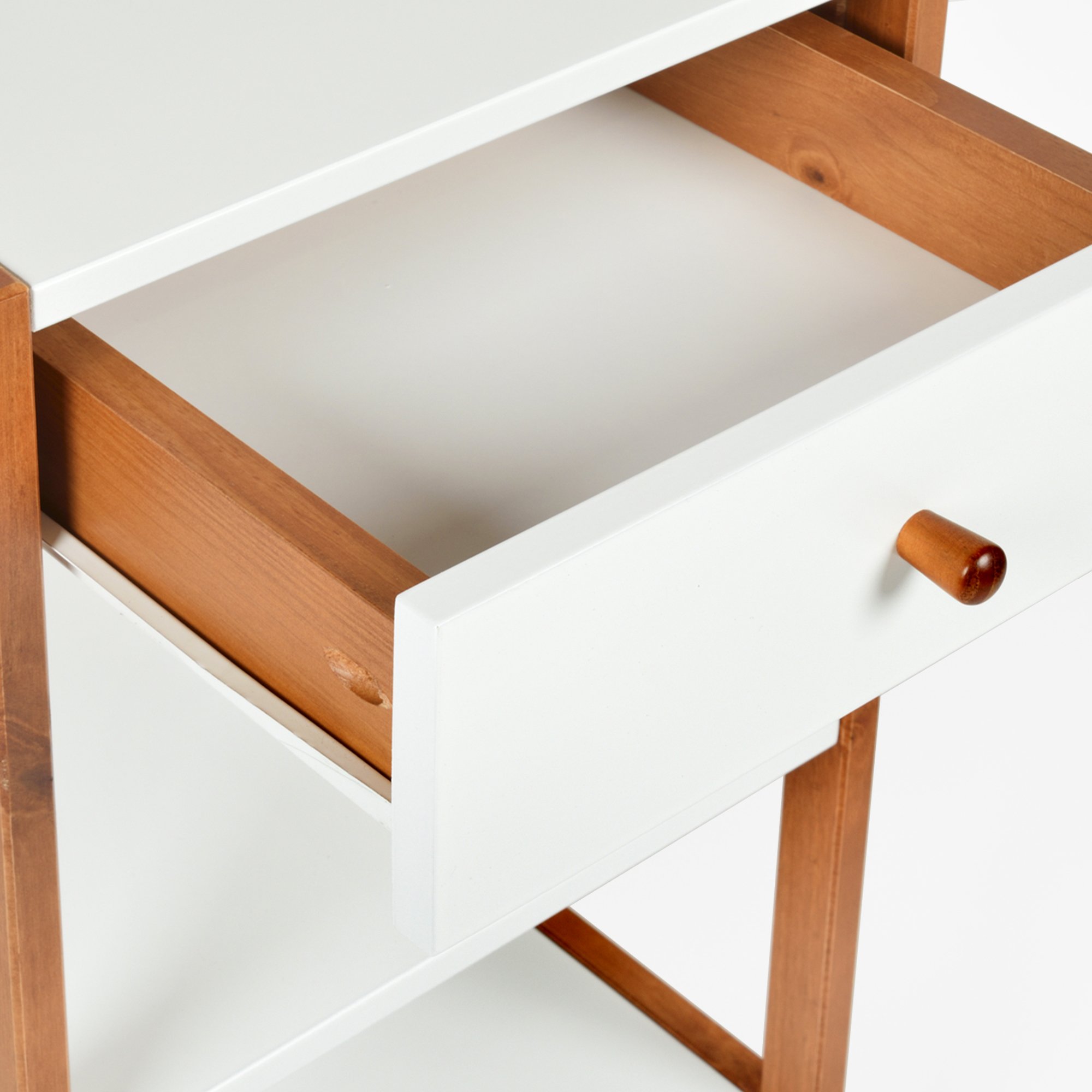 gaveteiro mesa de cabeceira joyce 1 gaveta branco e mel