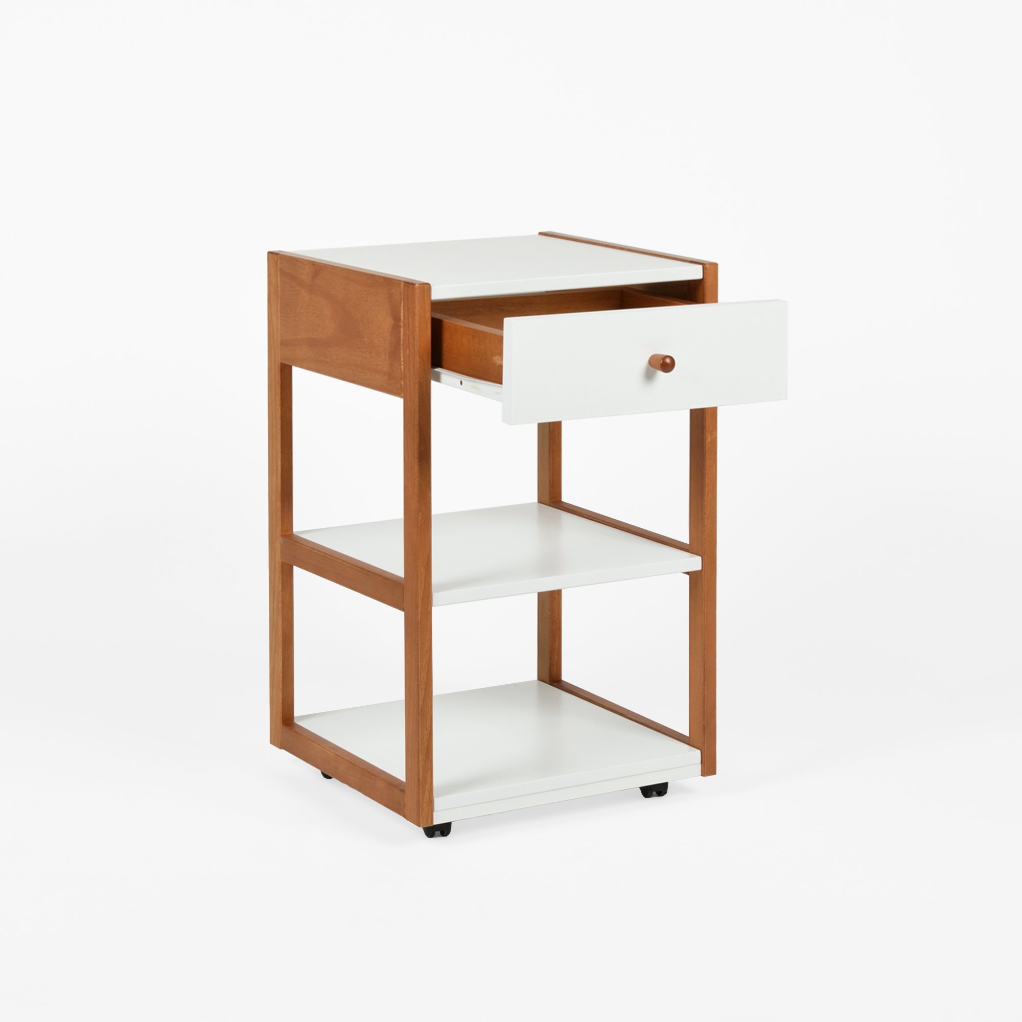 gaveteiro mesa de cabeceira joyce 1 gaveta branco e mel