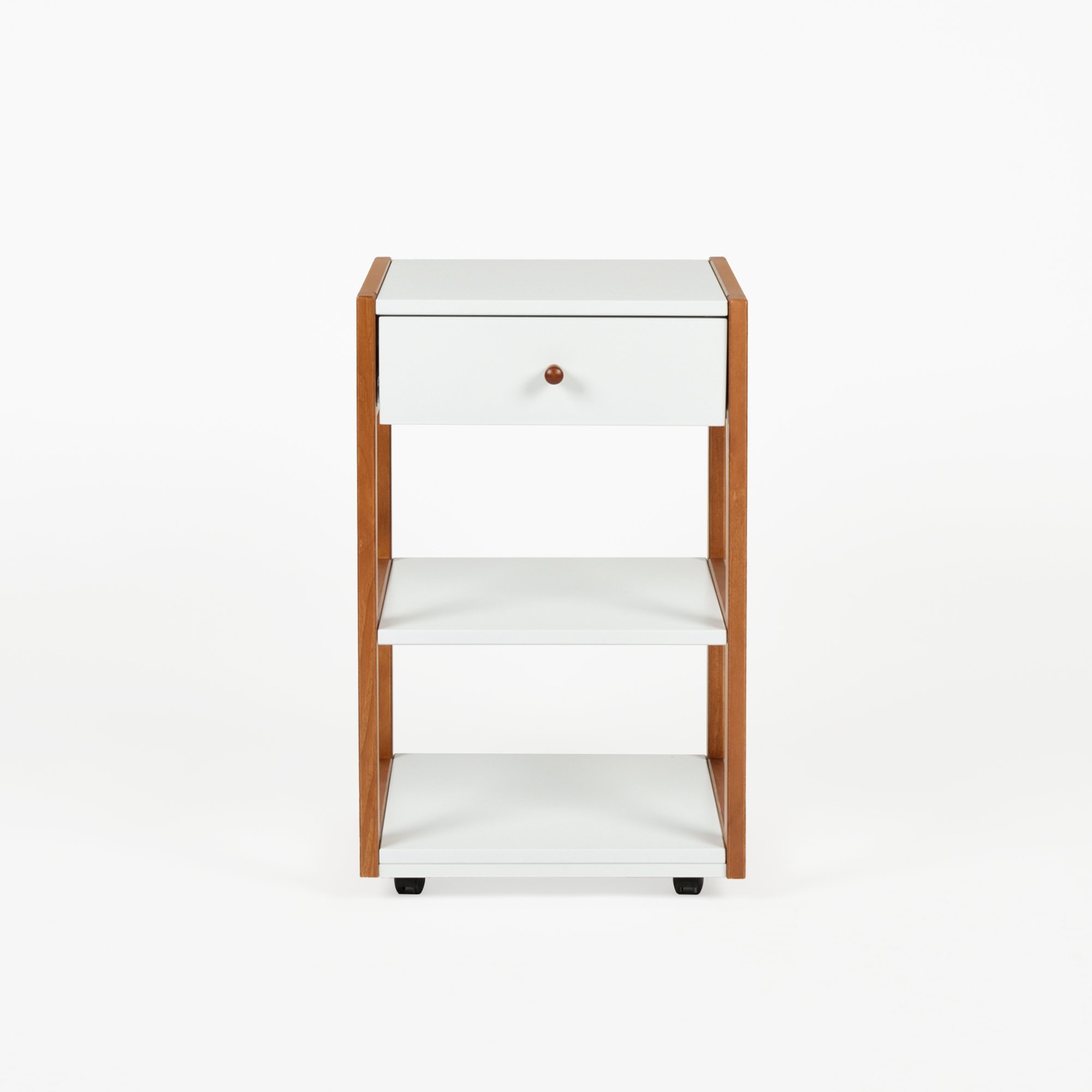 gaveteiro mesa de cabeceira joyce 1 gaveta branco e mel