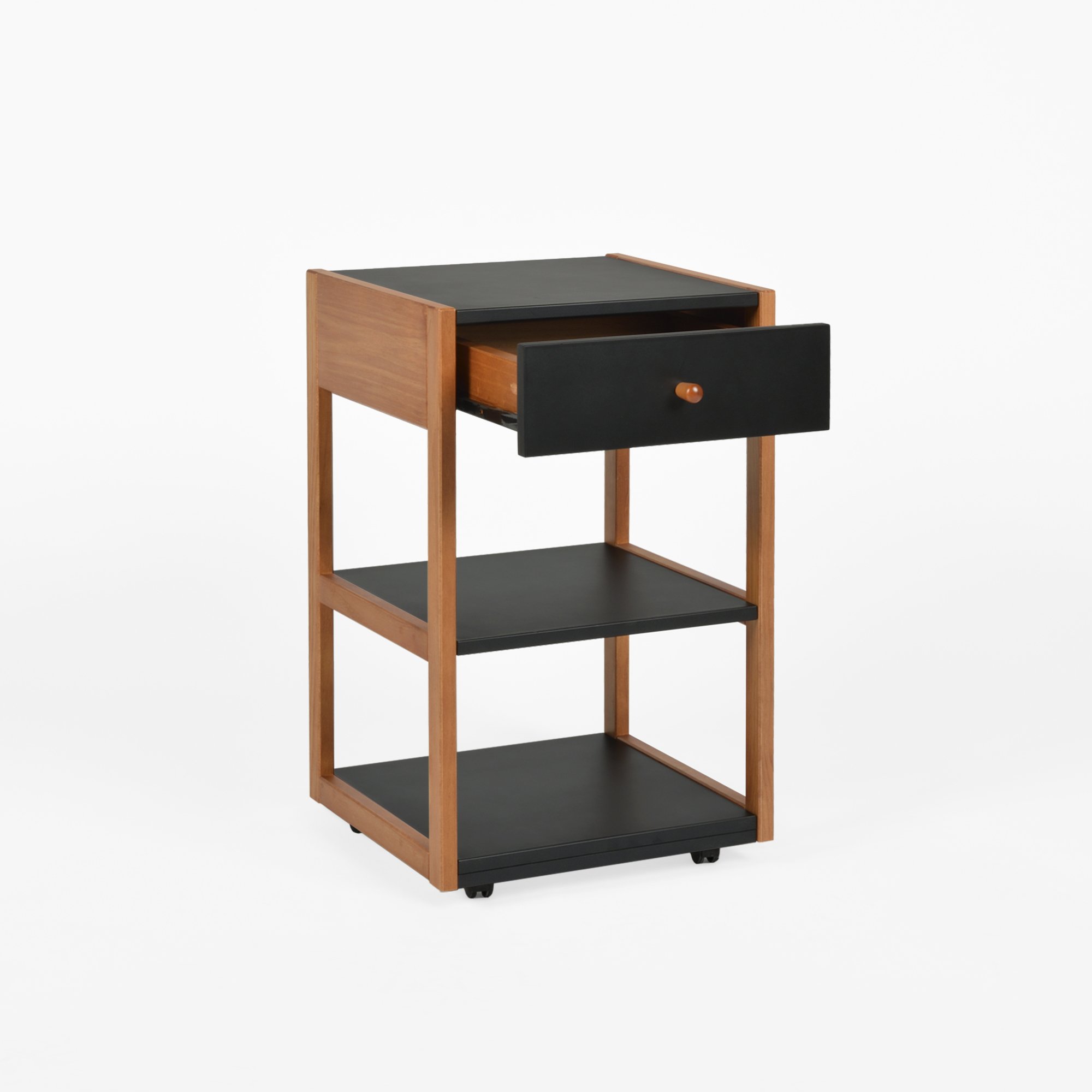 gaveteiro mesa de cabeceira joyce 1 gaveta preto e mel