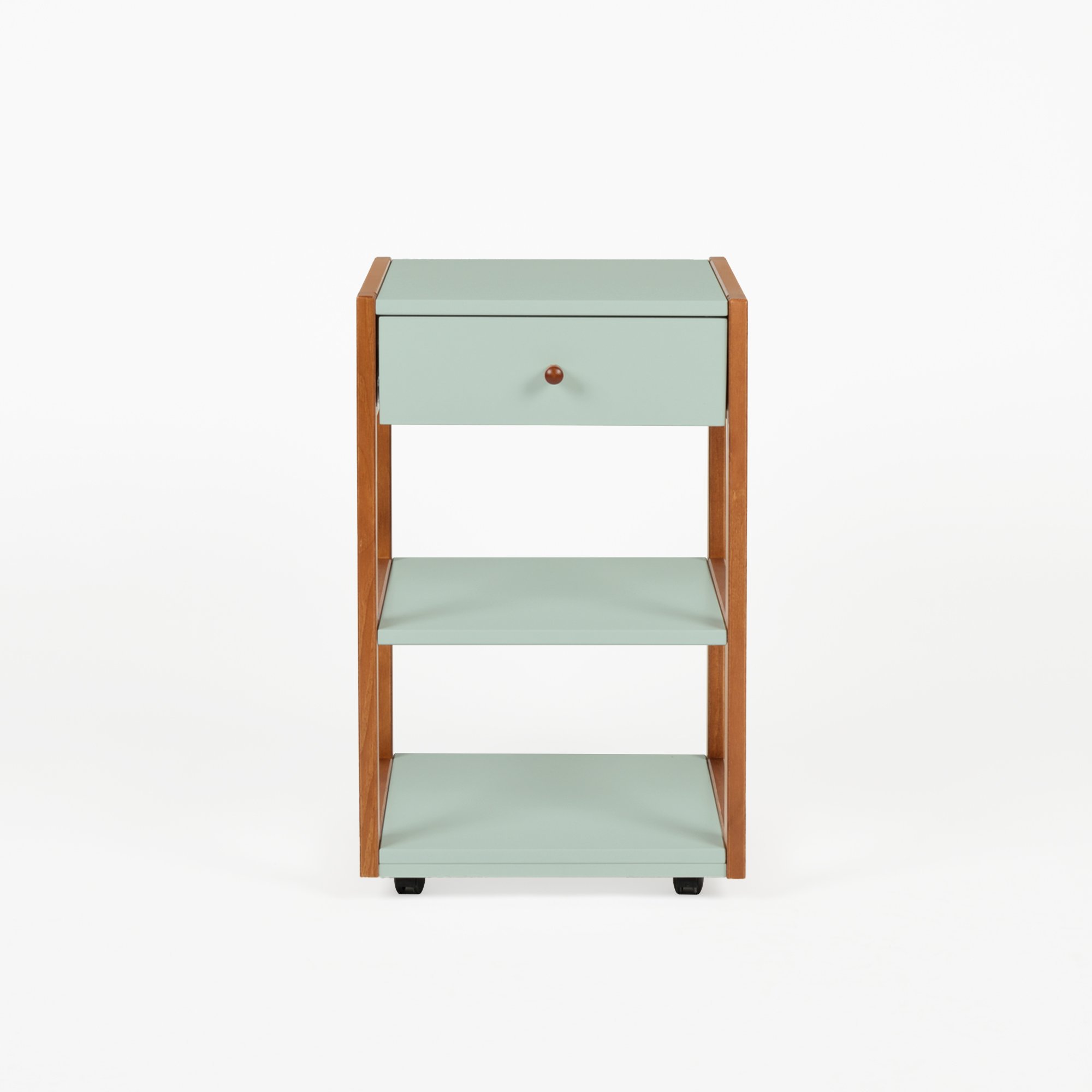 gaveteiro mesa de cabeceira joyce 1 gaveta verde oliva e mel