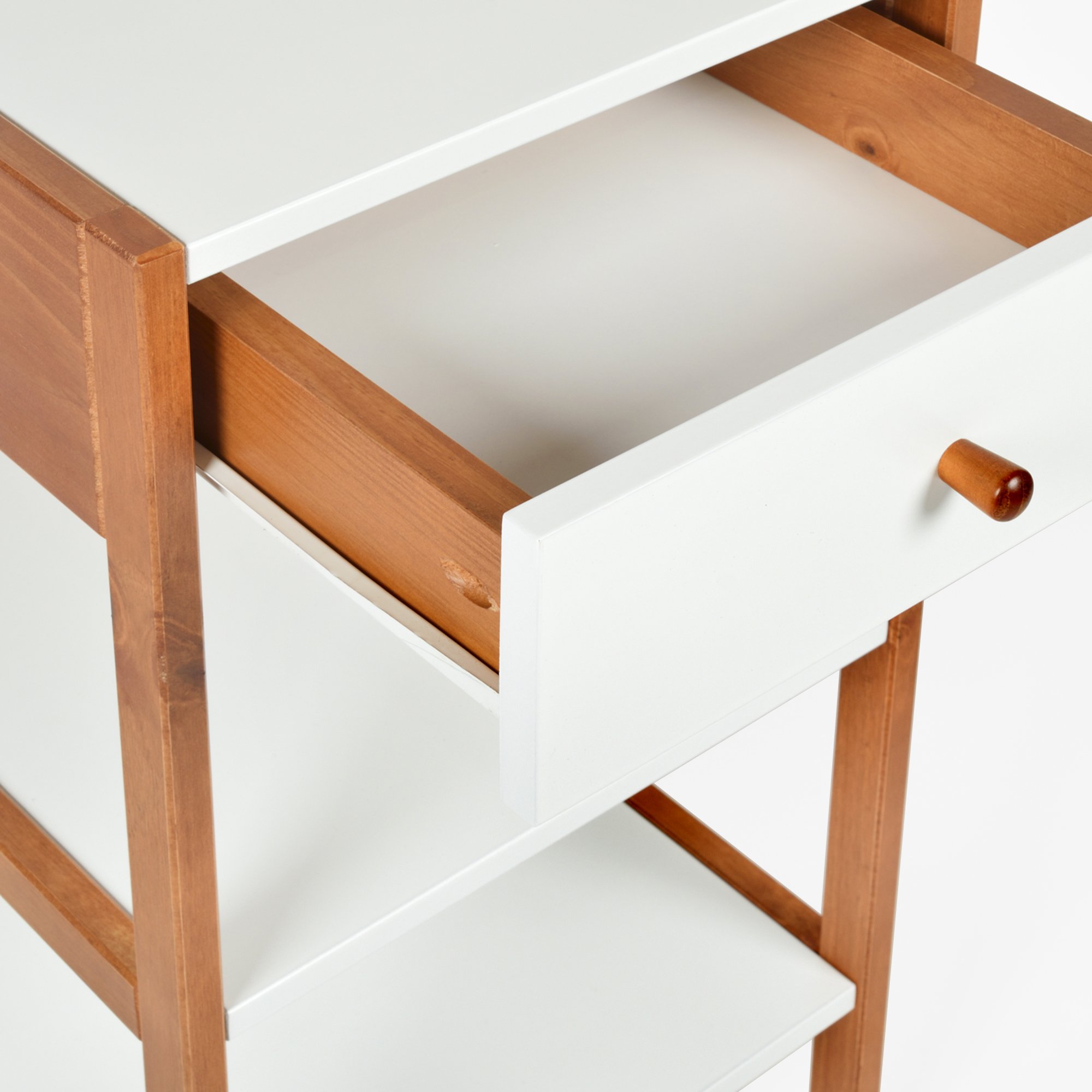 gaveteiro mesa de cabeceira joyce 1 gaveta branco e mel