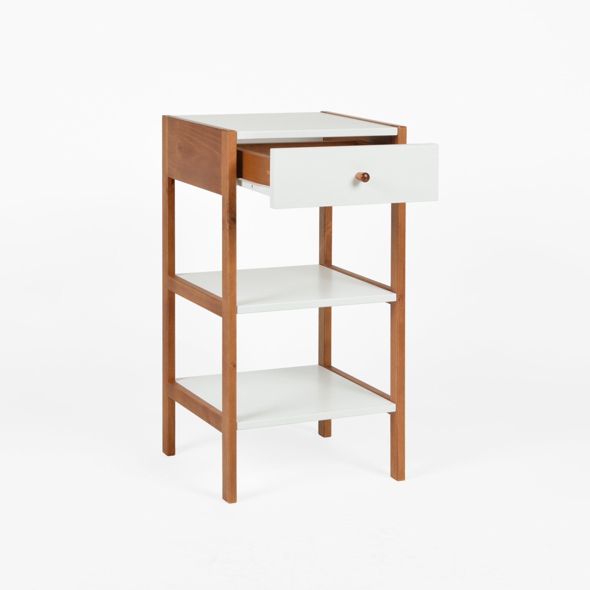 gaveteiro mesa de cabeceira joyce 1 gaveta branco e mel