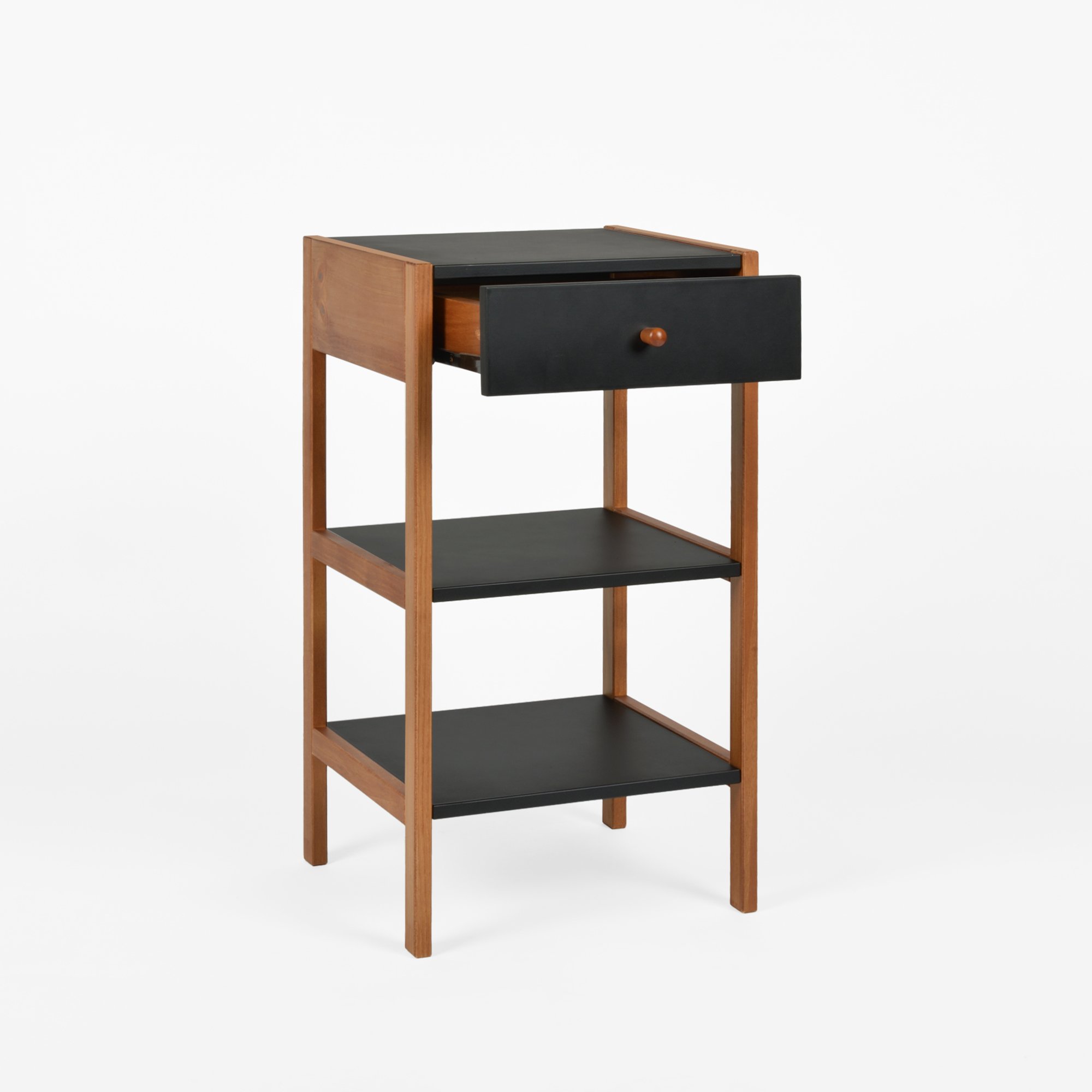 gaveteiro mesa de cabeceira joyce 1 gaveta preto e mel