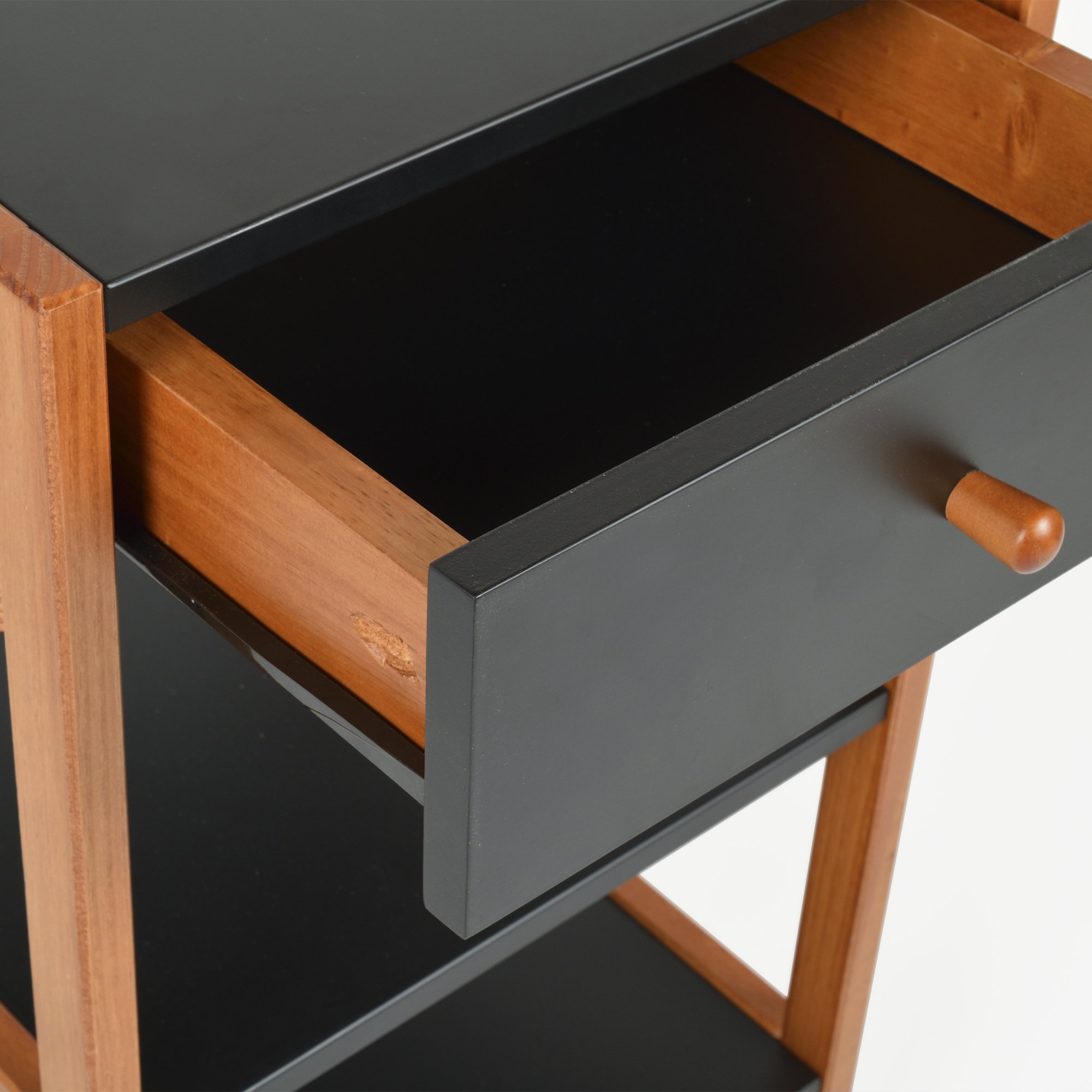 gaveteiro mesa de cabeceira joyce 1 gaveta preto e mel