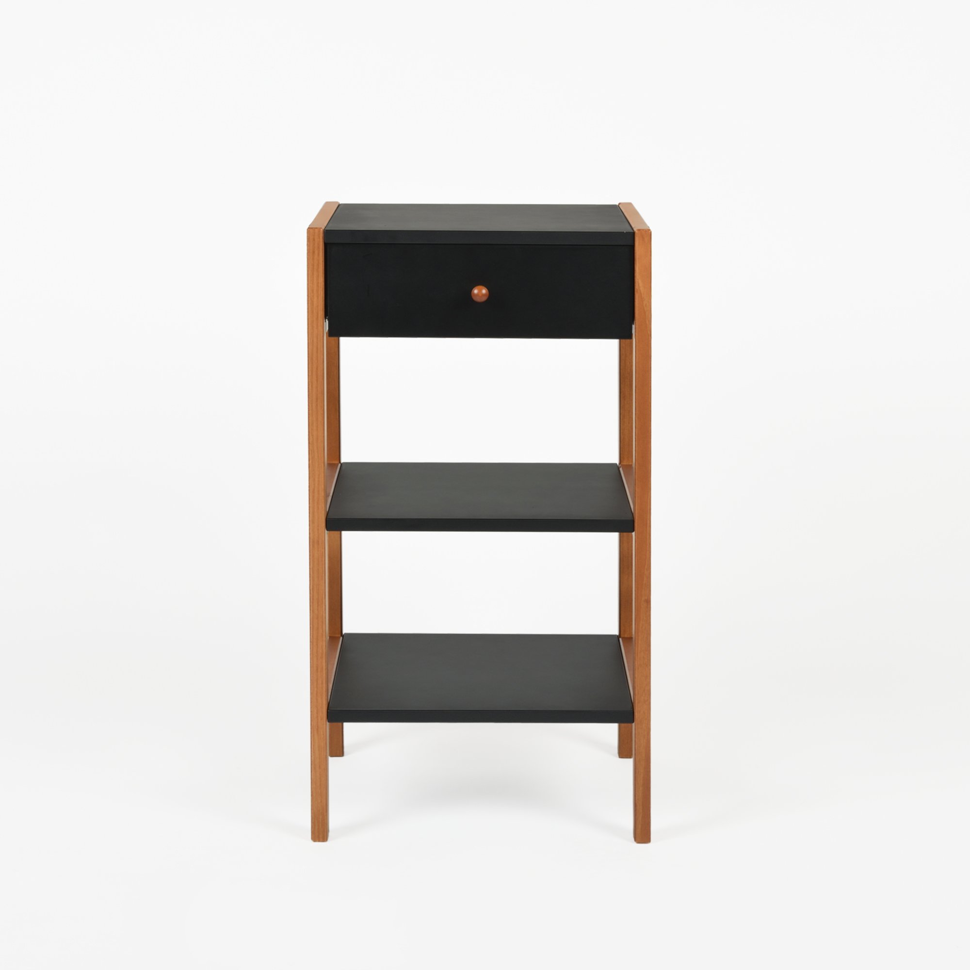 gaveteiro mesa de cabeceira joyce 1 gaveta preto e mel