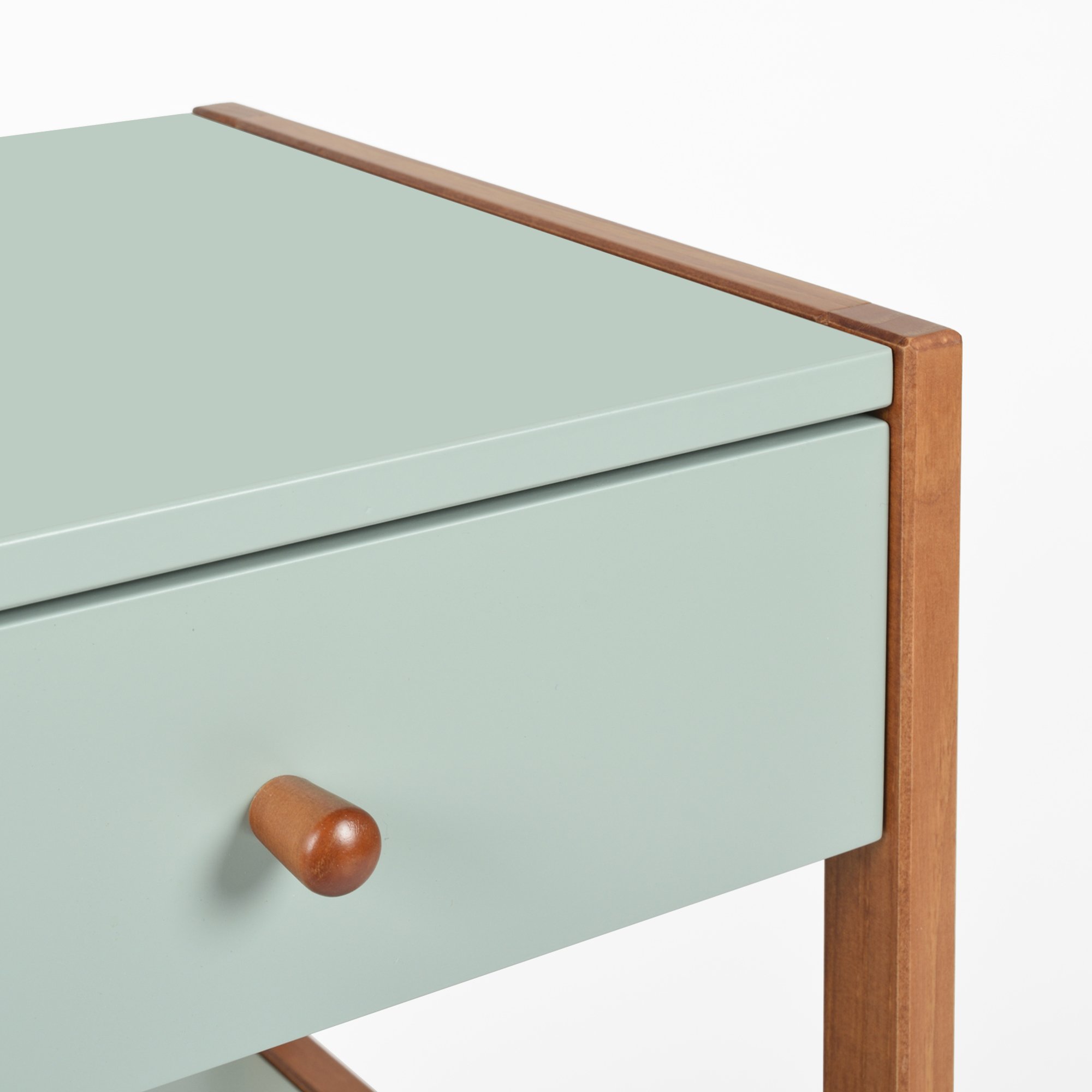 gaveteiro mesa de cabeceira joyce 1 gaveta verde oliva e mel