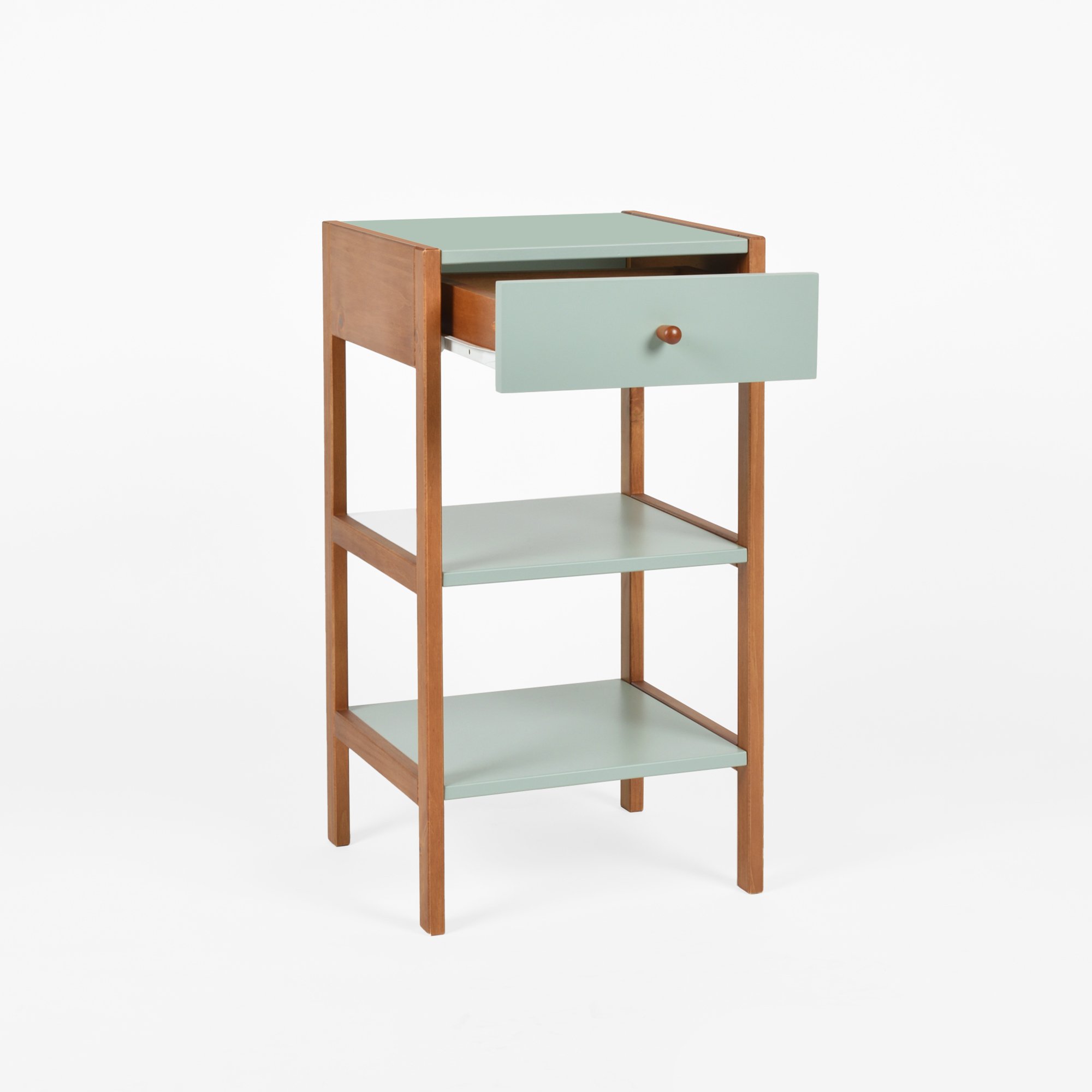 gaveteiro mesa de cabeceira joyce 1 gaveta verde oliva e mel