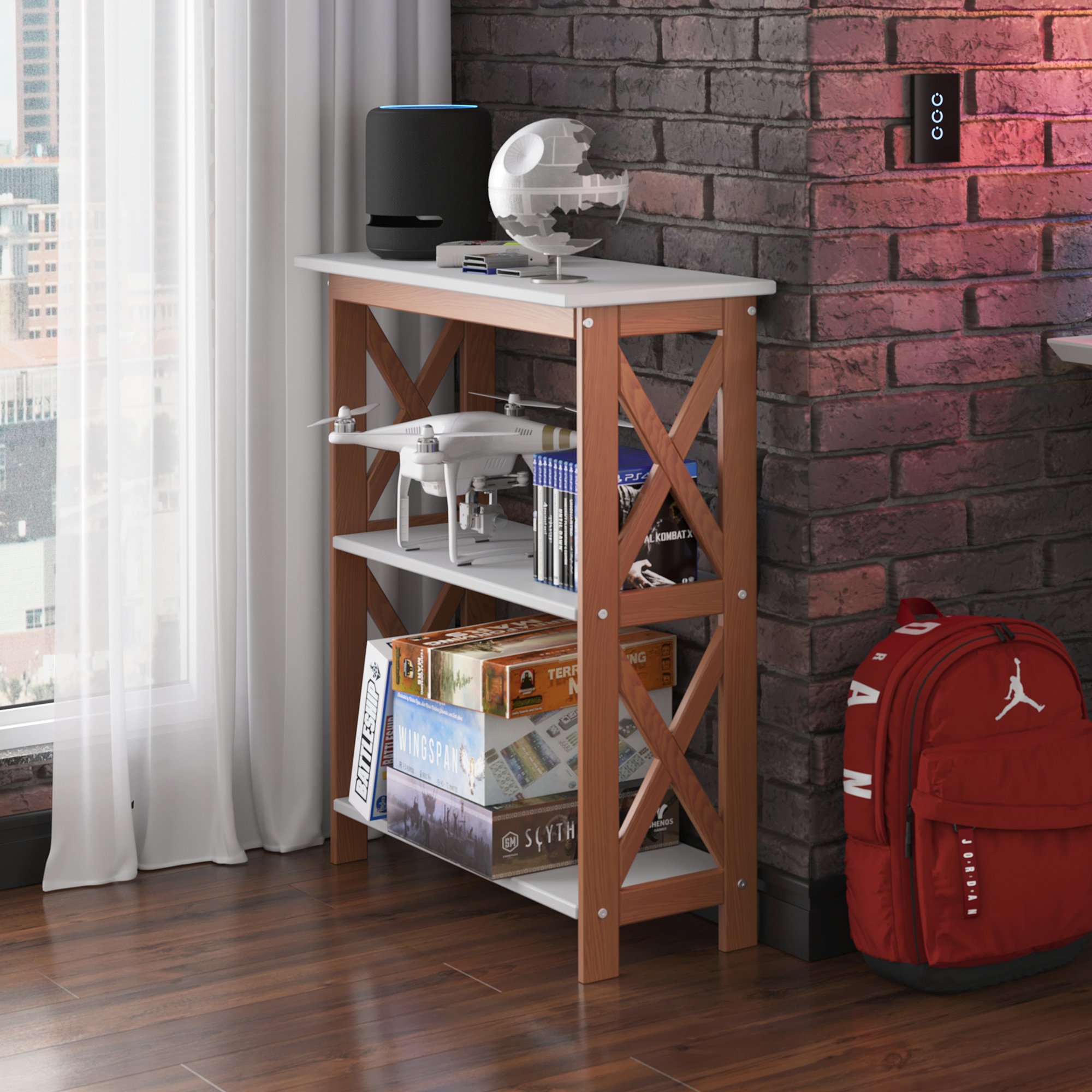 estante klein 2 prateleiras branco ambientacao