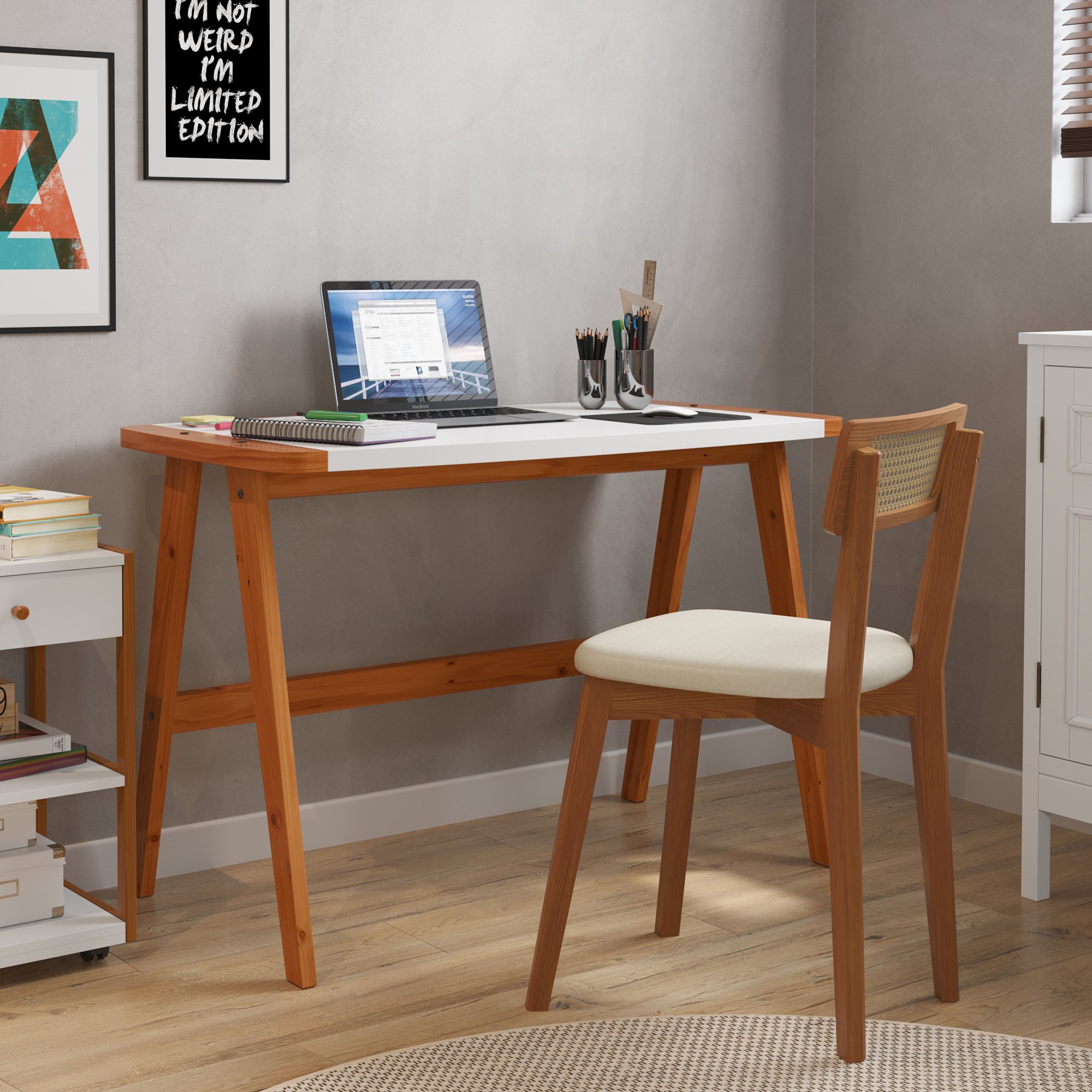 escrivaninha hoy branco e mel imagem lateral ambientacao