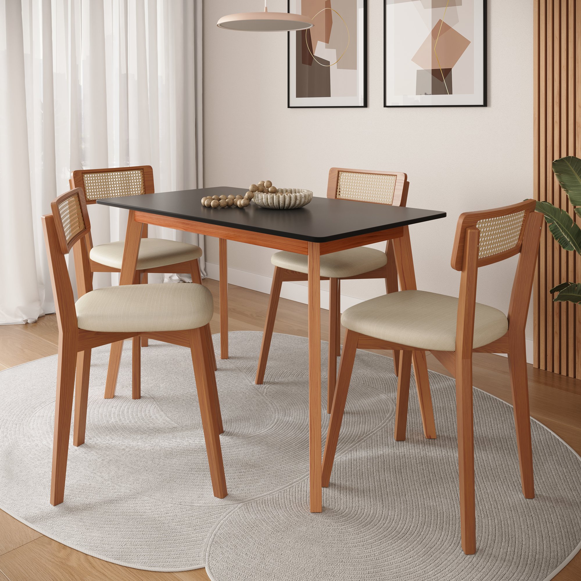 mesa de jantar joyce preto e mel