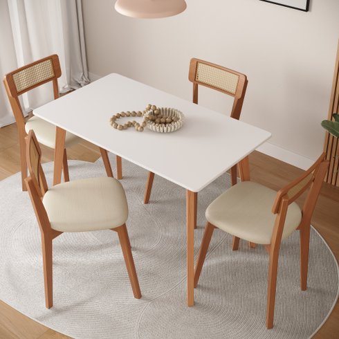 mesa de jantar joyce branco e mel