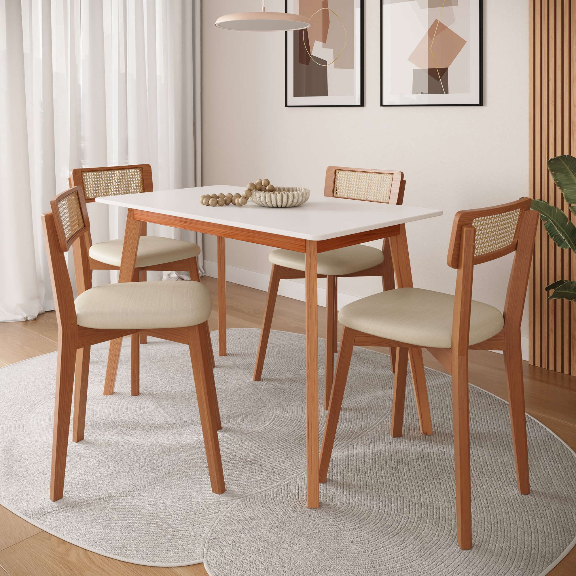 mesa de jantar joyce branco e mel