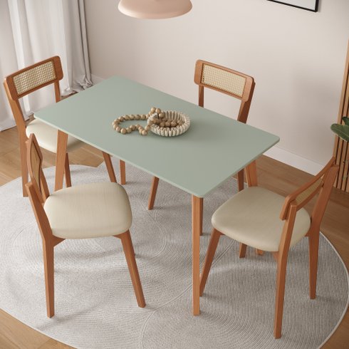 mesa de jantar joyce verde oliva e mel