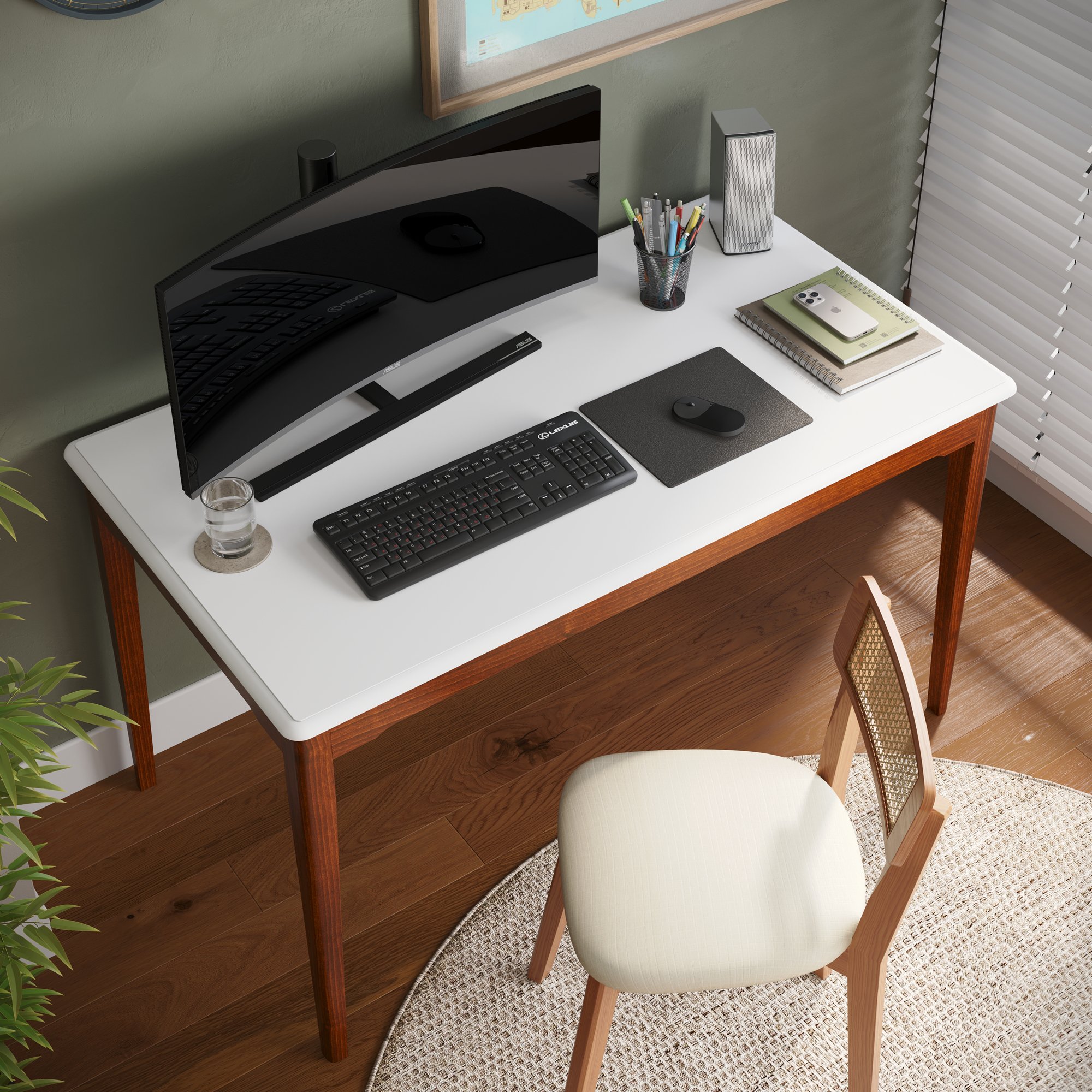 escrivaninha manhattan 135 branco e amendoa casa huma