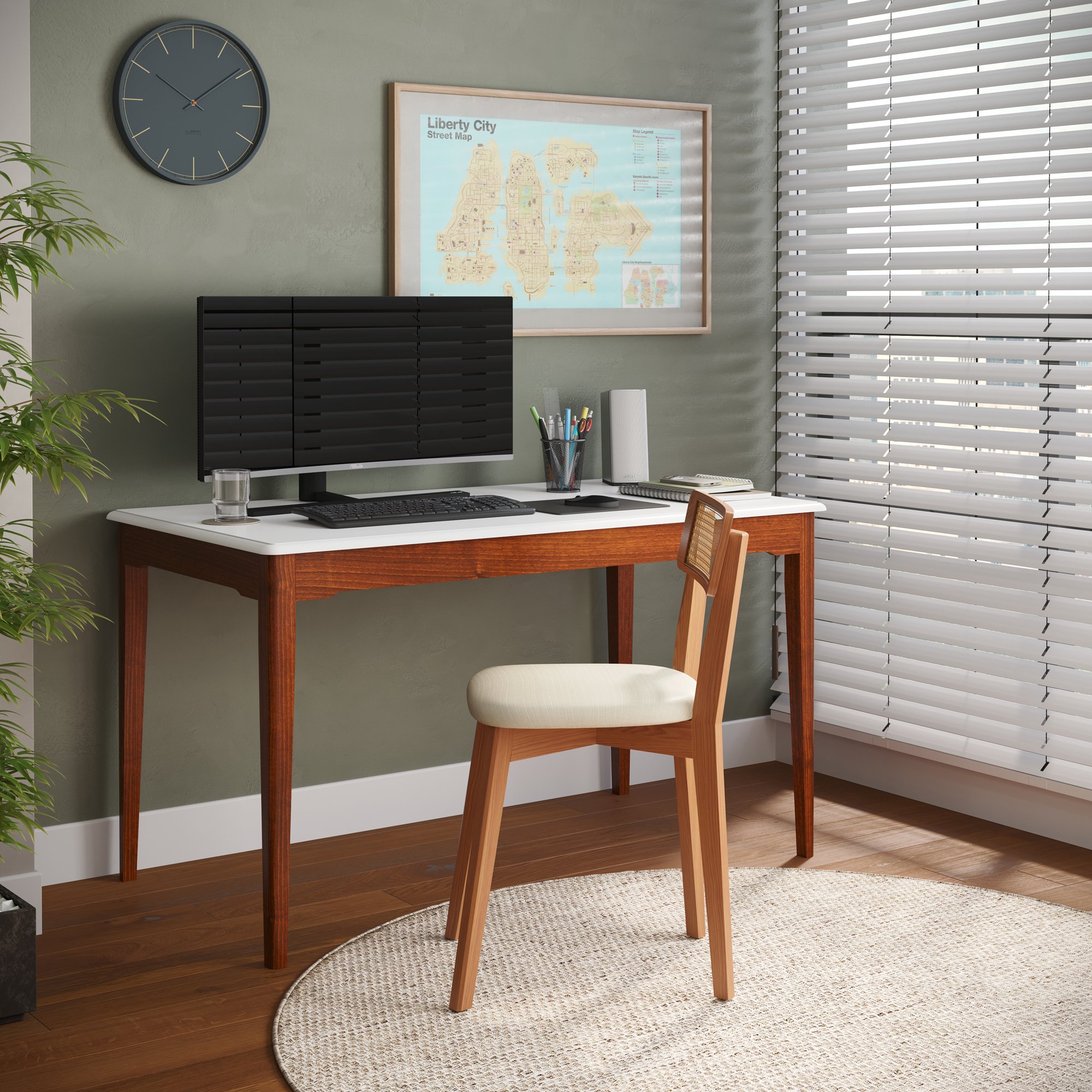 escrivaninha manhattan 135 branco e amendoa casa huma