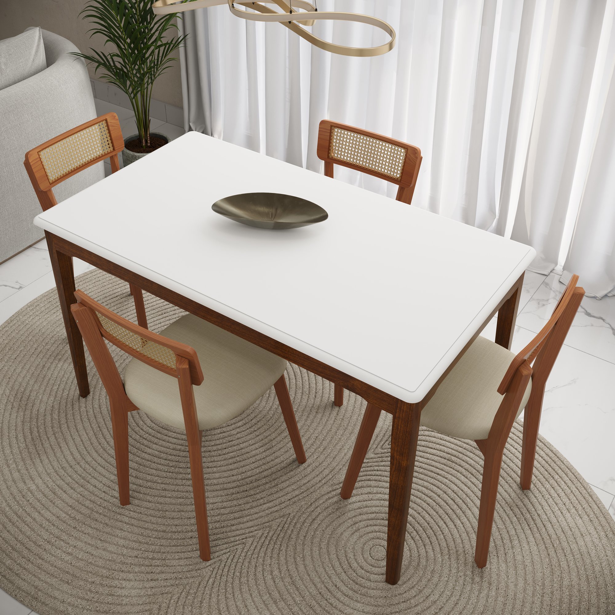 mesa de jantar manhattan 135 branco e amendoa casa huma