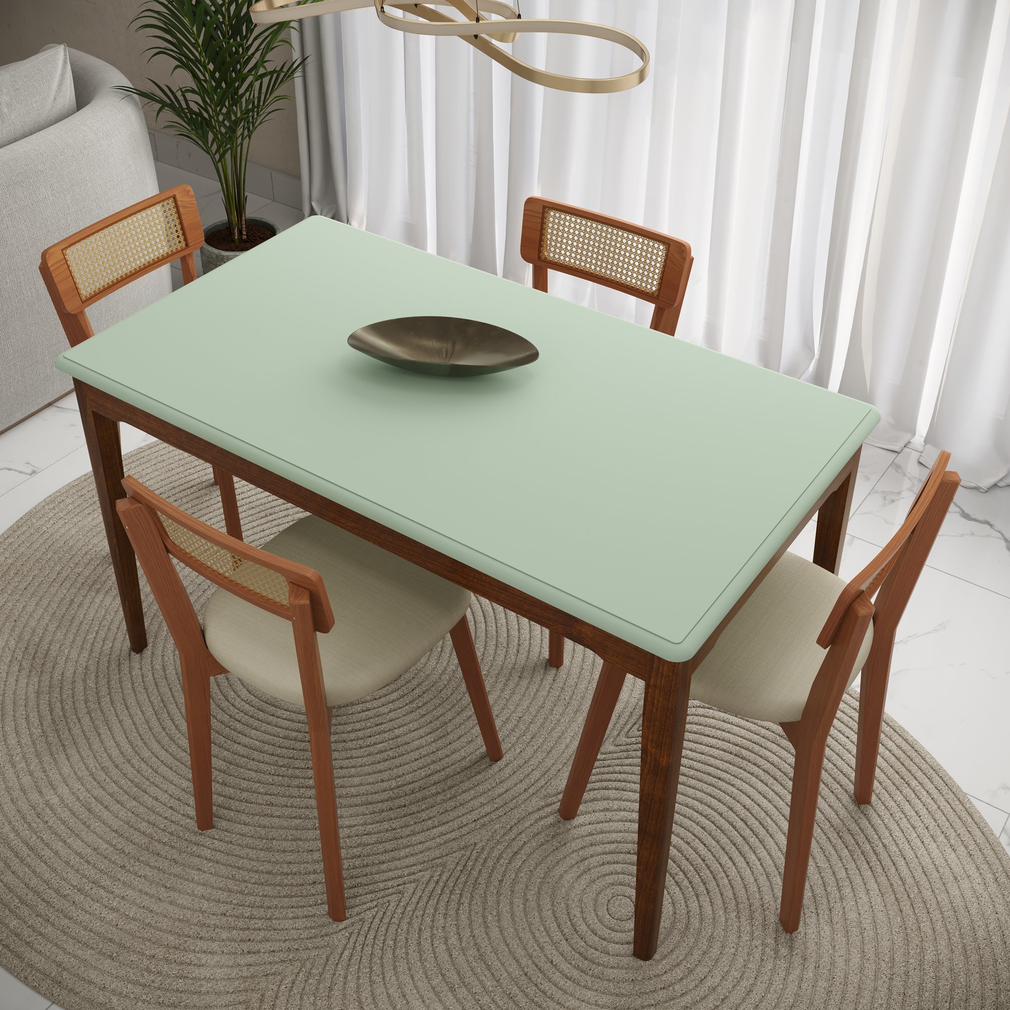mesa de jantar manhattan 135 verde oliva e amendoa casa huma
