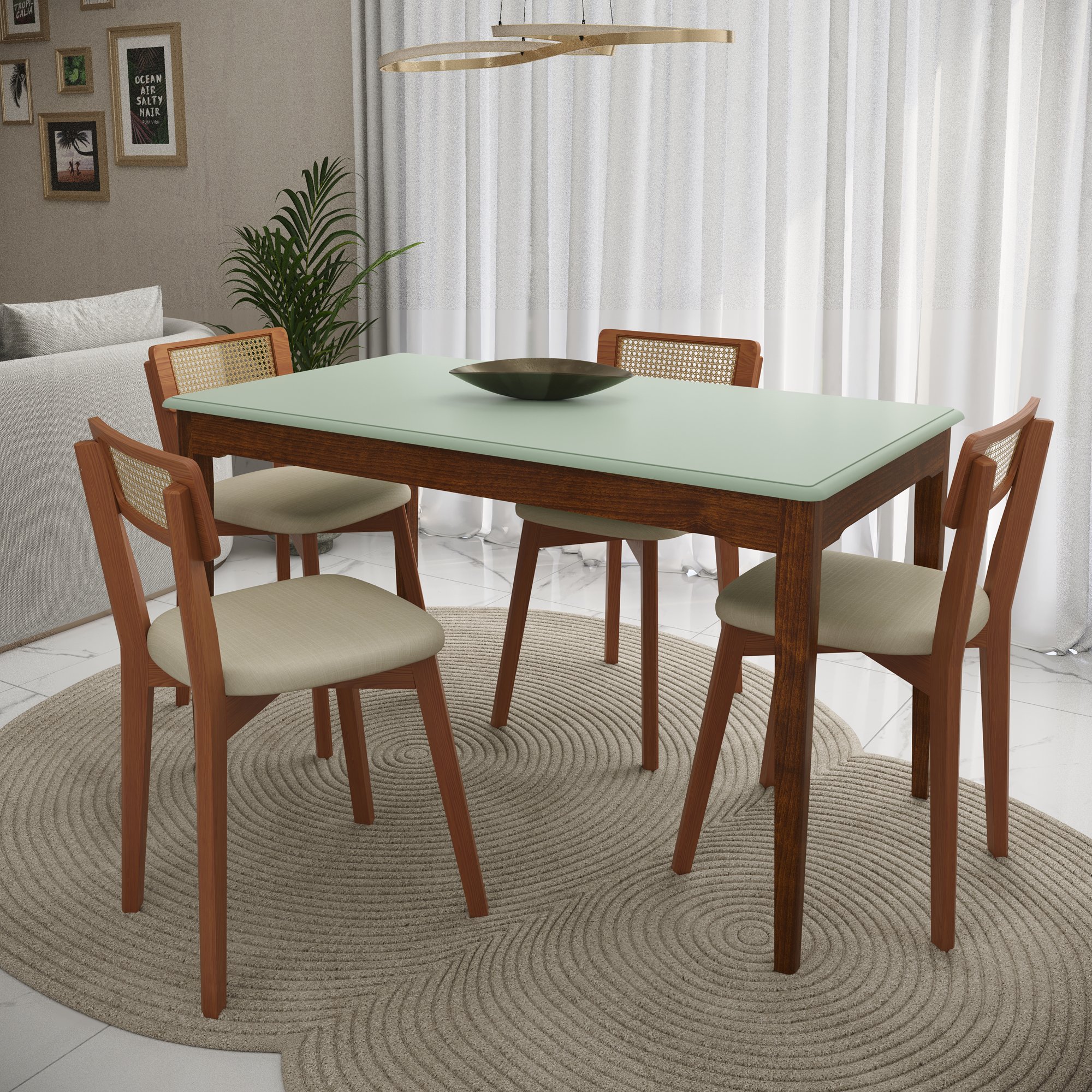 mesa de jantar manhattan 135 verde oliva e amendoa casa huma