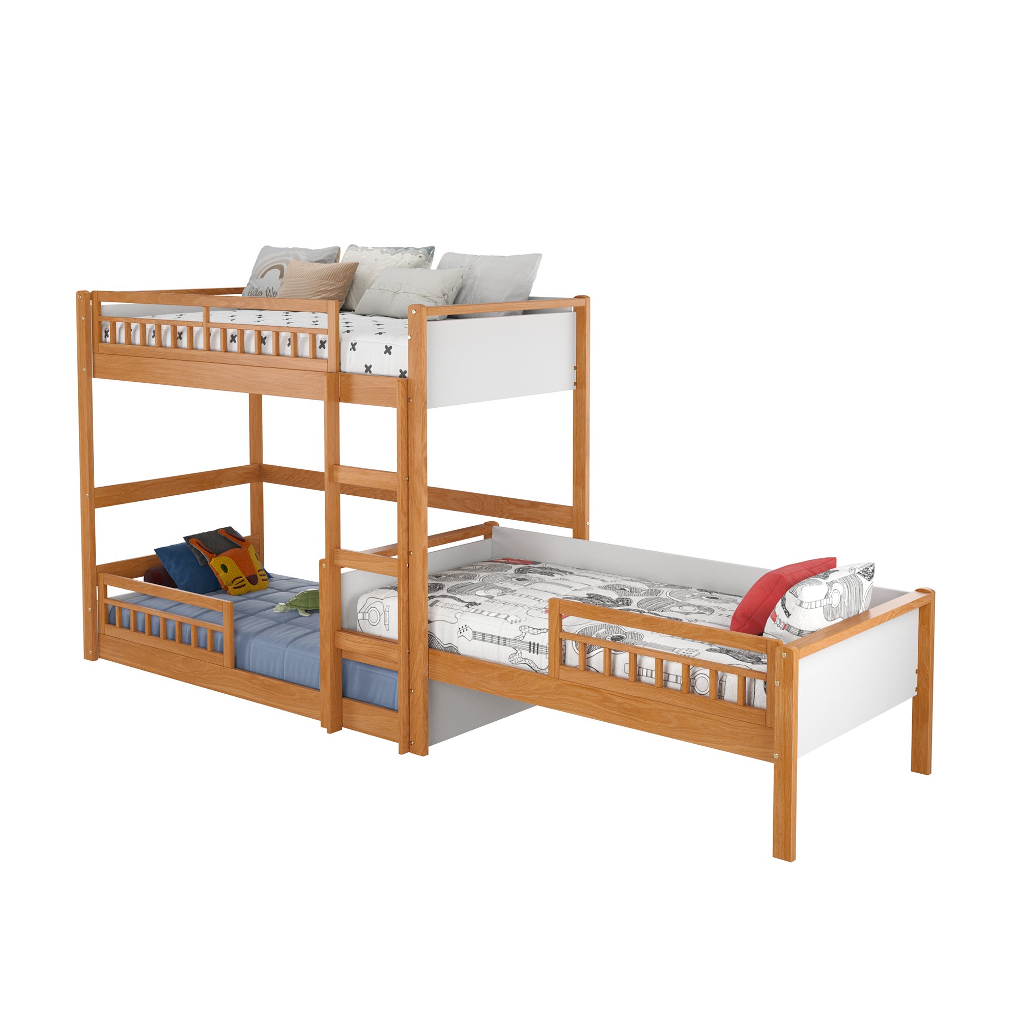 cama alta infantil montessoriana com led branco e mel fundo infinito