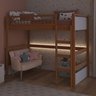 cama alta infantil com led golden branco e mel