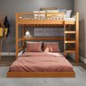 beliche infantil com cama de casal e led golden branco e mel