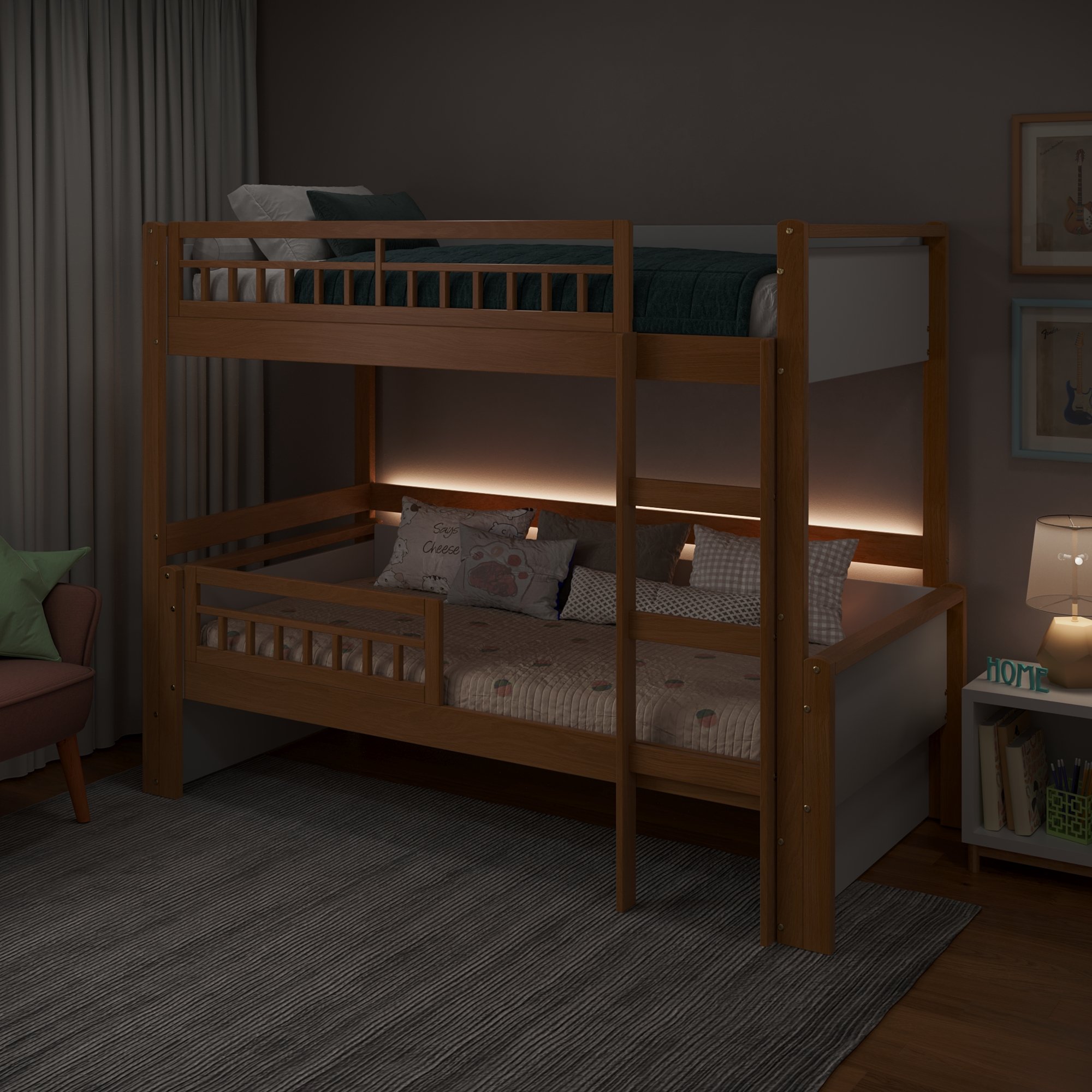 beliche infantil montessoriano com led golden branco e mel grade inferior