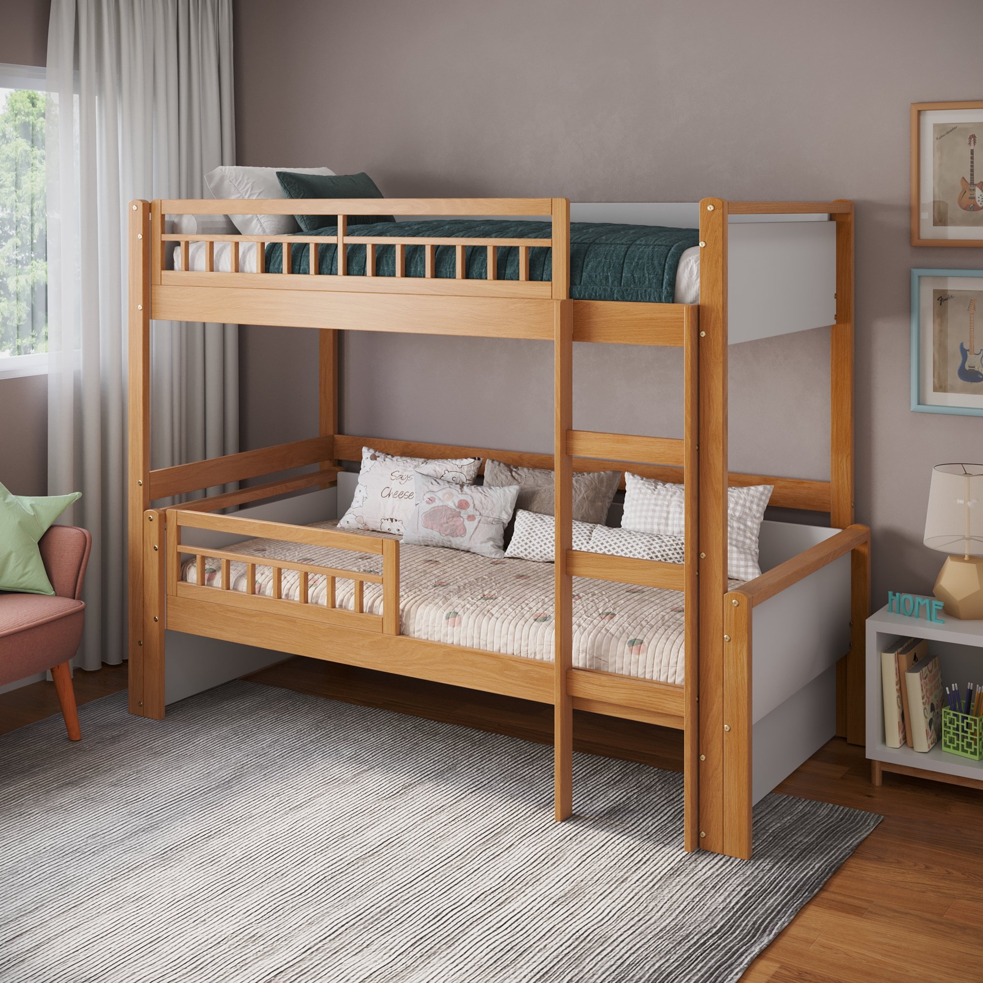 beliche infantil montessoriano com led golden branco e mel grade inferior