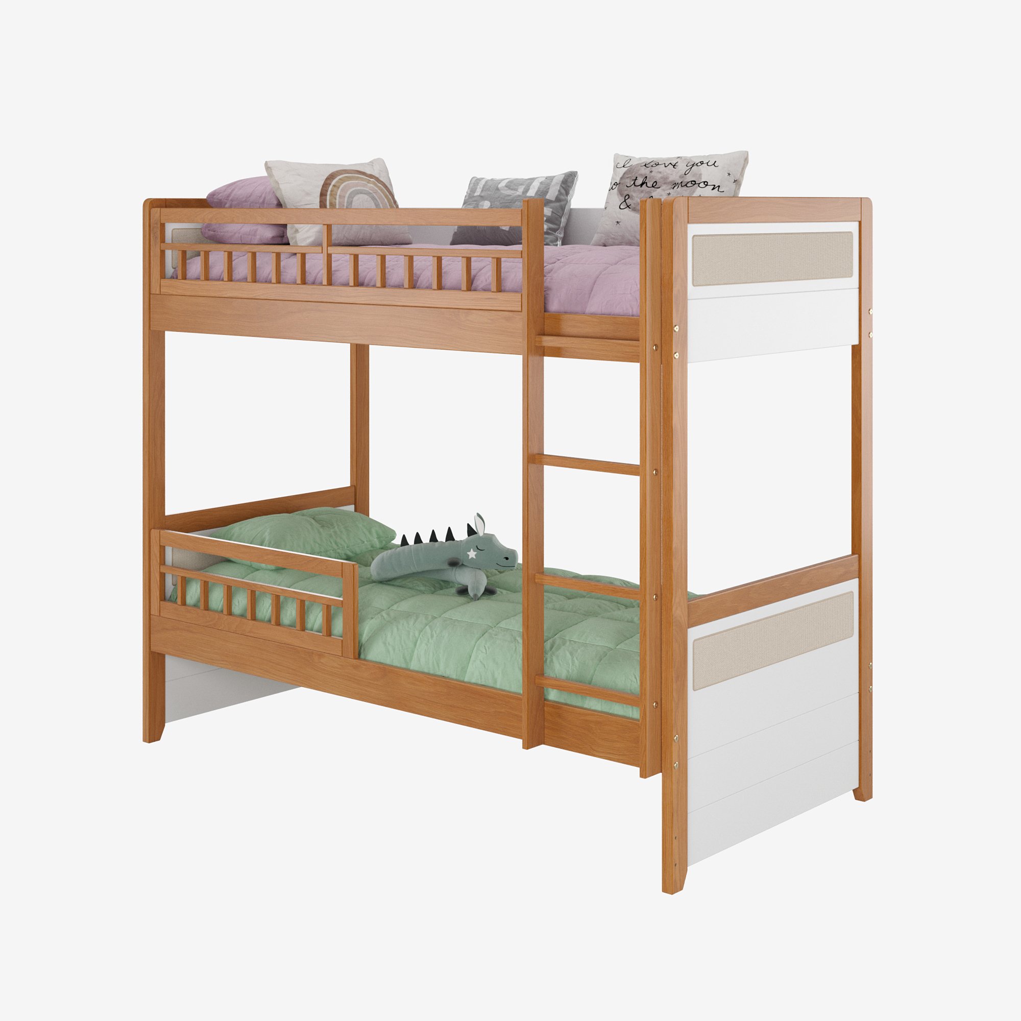 beliche infantil reversivel com rattan golden plus branco e mel