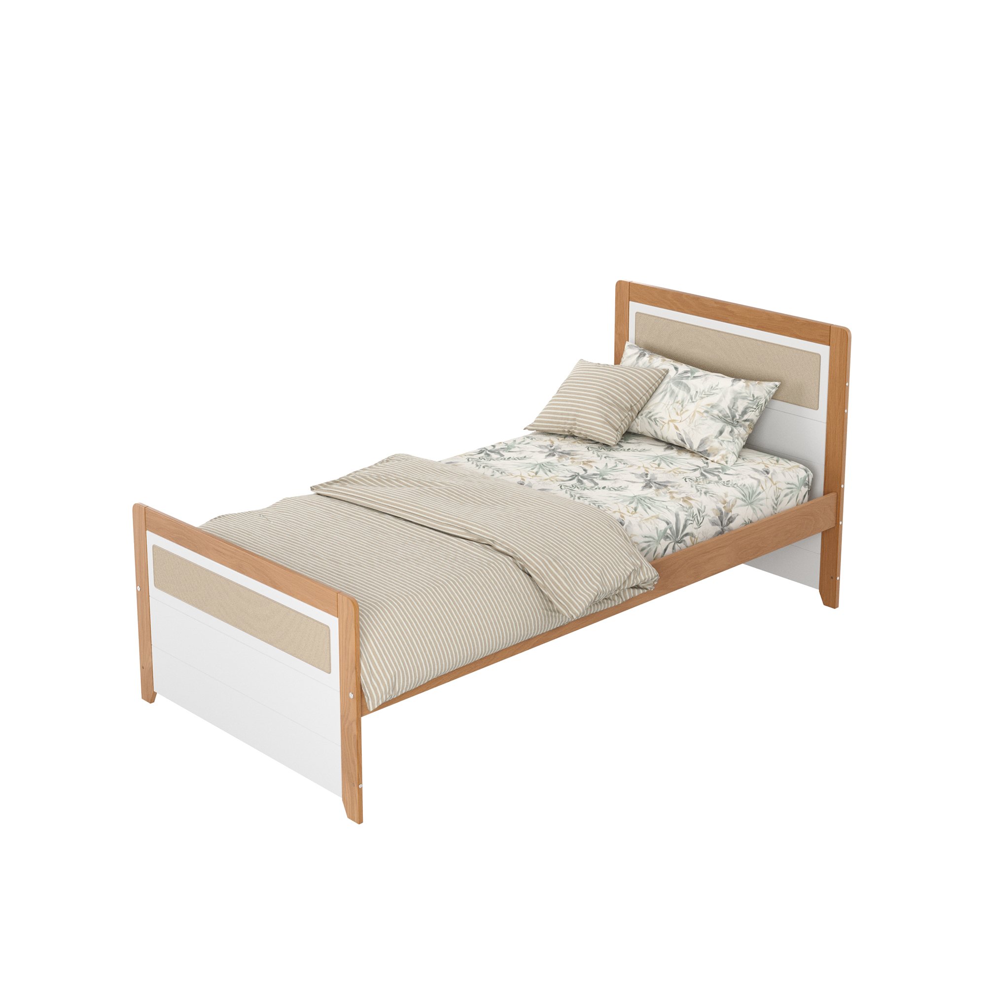 cama solteiro reverssivel rattan golden branco e mel