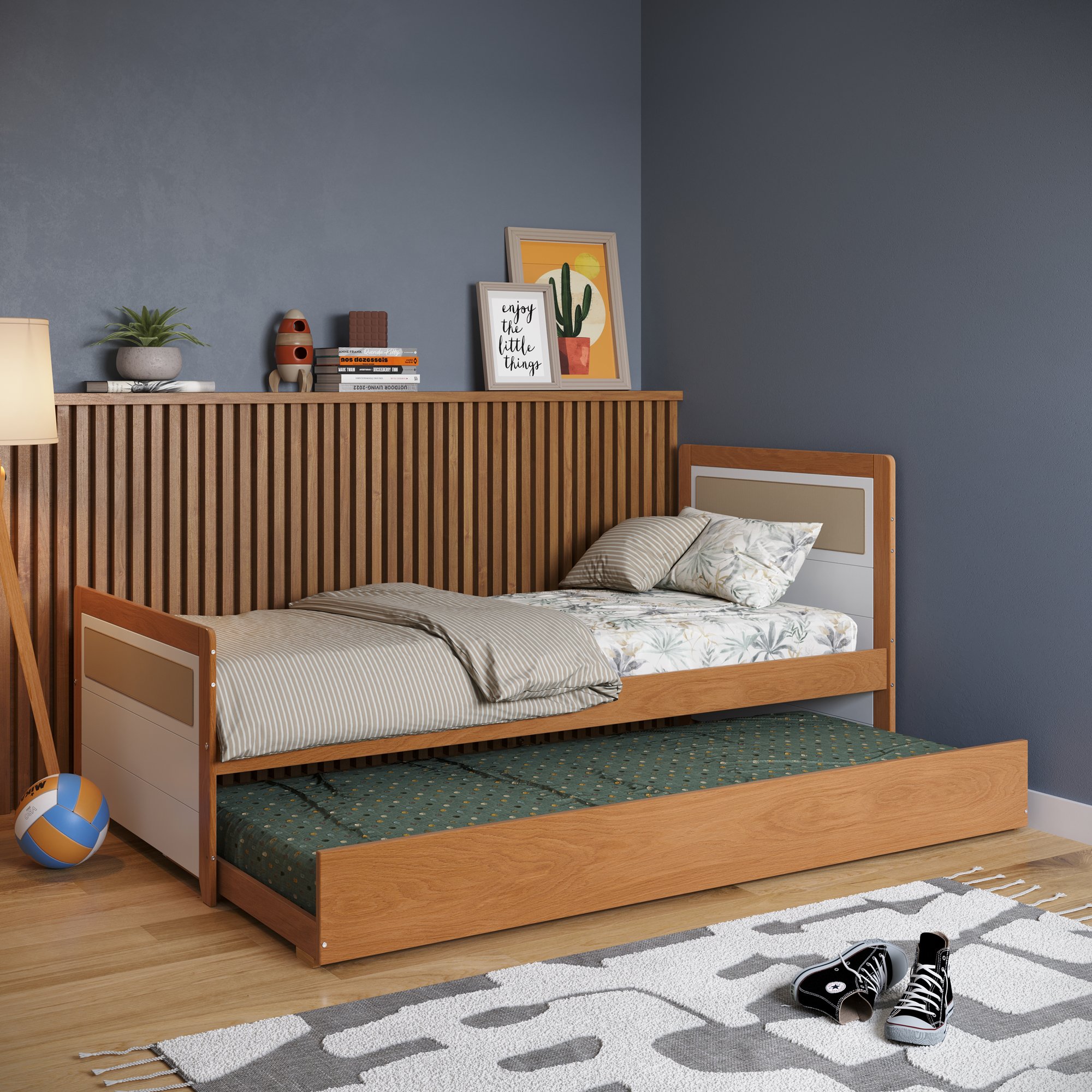 bicama solteiro reversivel rattan golden branco e mel