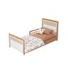 cama montessoriana solteiro reversivel rattan com grade dupla de protecao golden branco e mel