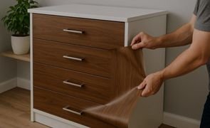 homem envelopando movel