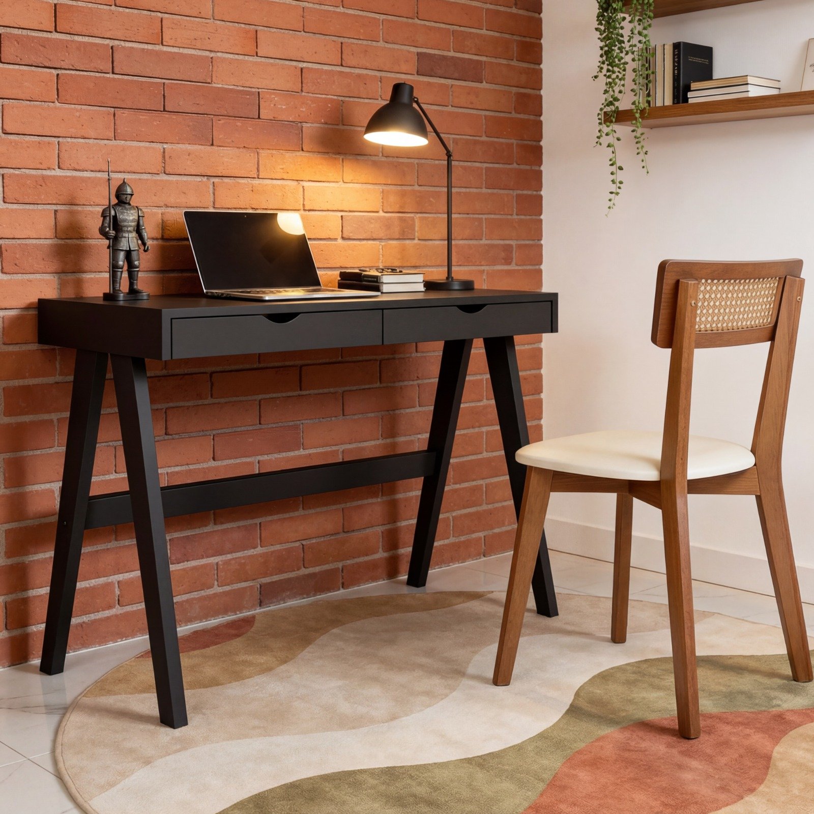 escrivaninha olivia 2 gavetas preto