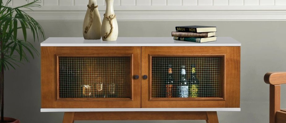 Rack branco com madeira - Casa Huma! Rack branco com madeira - Casa Huma!