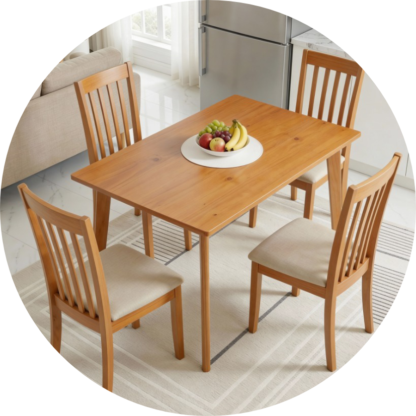 conjunto mesa de jantar joyce retangular com 4 cadeiras ema bege e mel