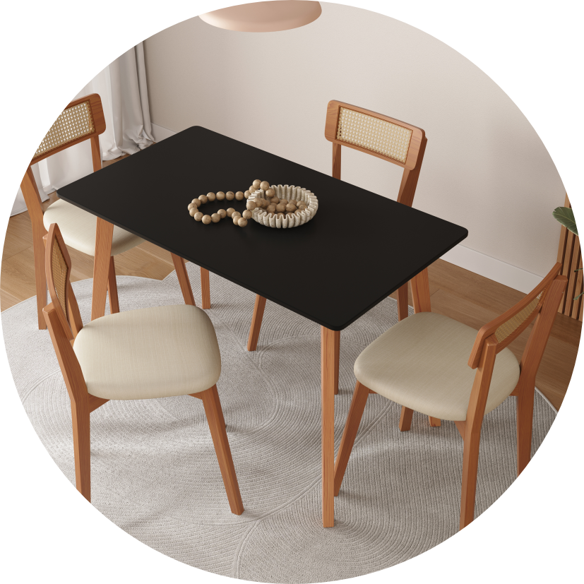 mesa de jantar joyce preto e mel
