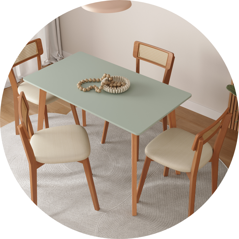 mesa de jantar joyce verde oliva e mel