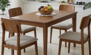 mesa e cadeiras de madeira de cozinha