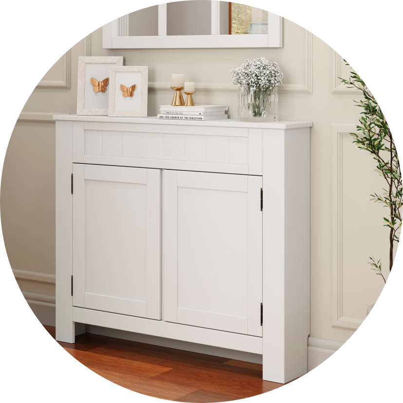 aparador sapateira aura 100 madeira macica 2 portas 92 cm x 20 cm branco redonda 01