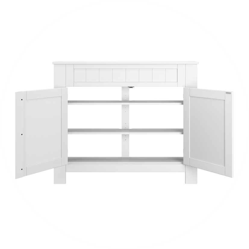 aparador sapateira aura 100 madeira macica 2 portas 92 cm x 20 cm branco redonda 03