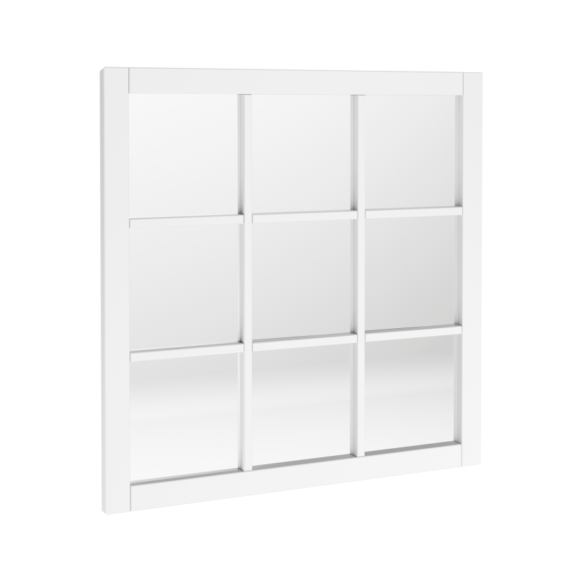 espelho de parede aura 100 madeira macica quadrado 85 cm x 85 cm rendonda branco 02